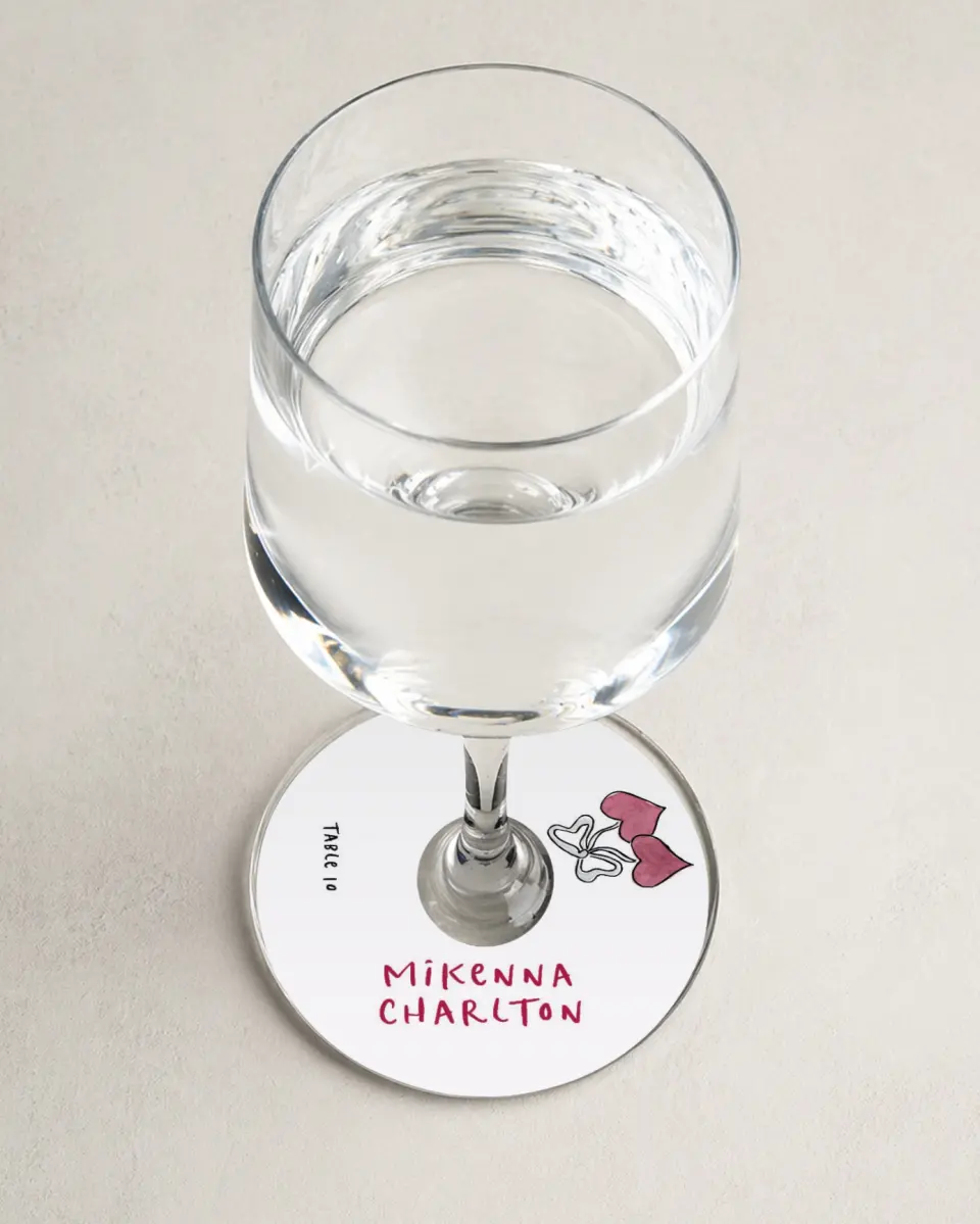 This is a 3" Circle Wedding Place Card called Love Dove printed in full color on Premium Smooth paper
