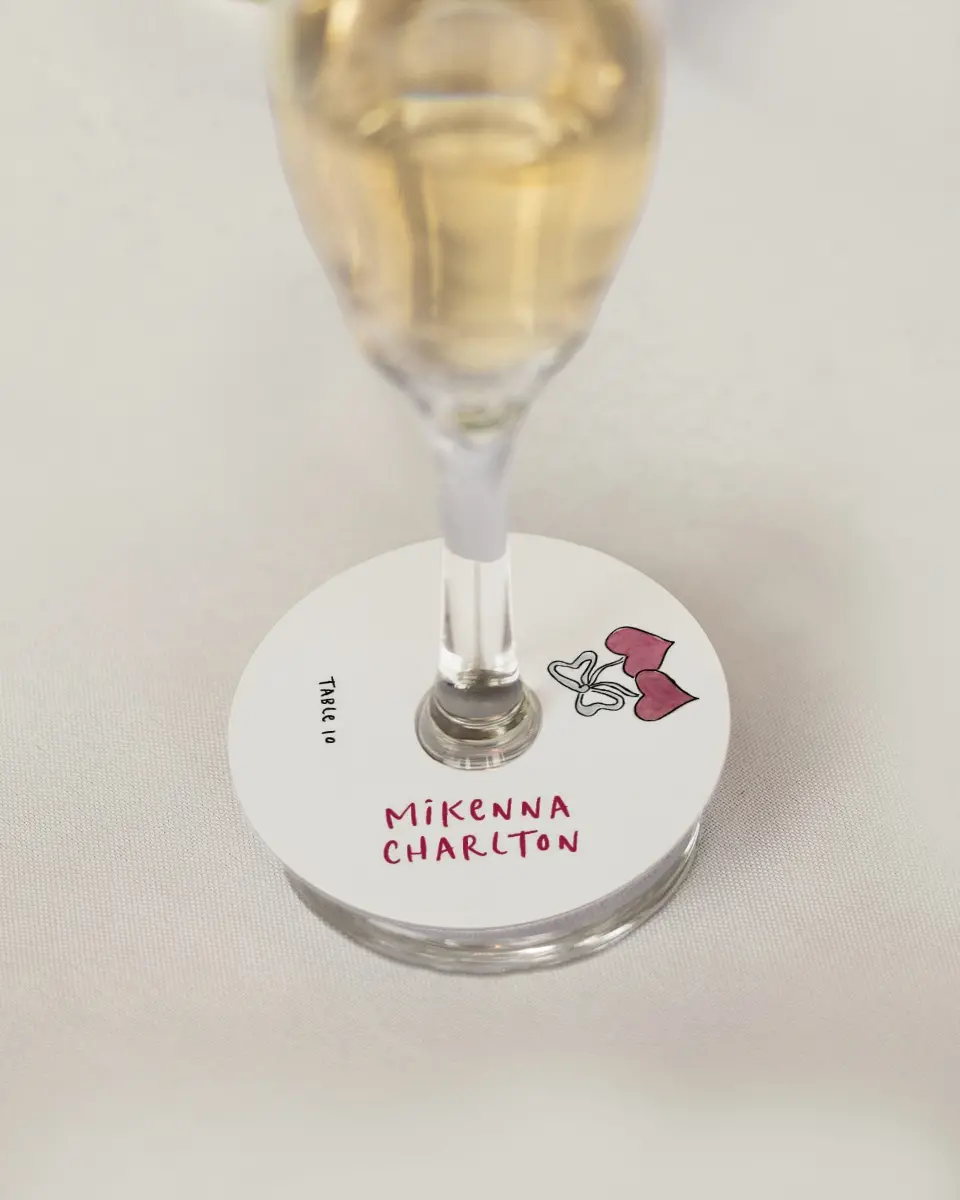 This is a 3" Circle Wedding Place Card called Love Dove printed in full color on Premium Smooth paper