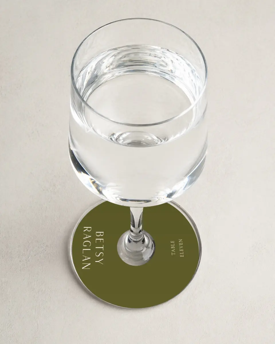 This is a 3" Circle Wedding Place Card called Delicate Love printed in full color on Premium Smooth paper