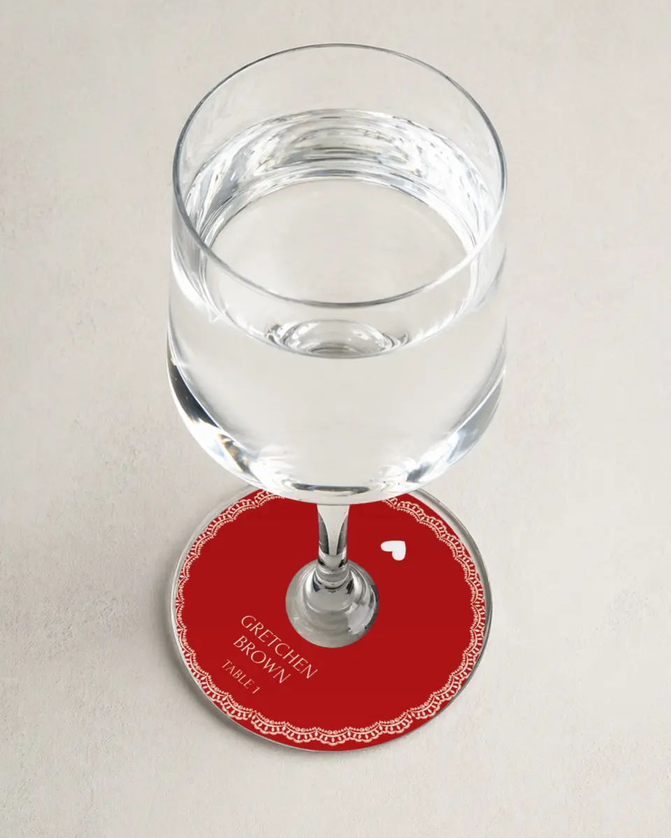 This is a 3" Circle Wedding Place Card called Elevated Vegas printed in full color on Premium Smooth paper