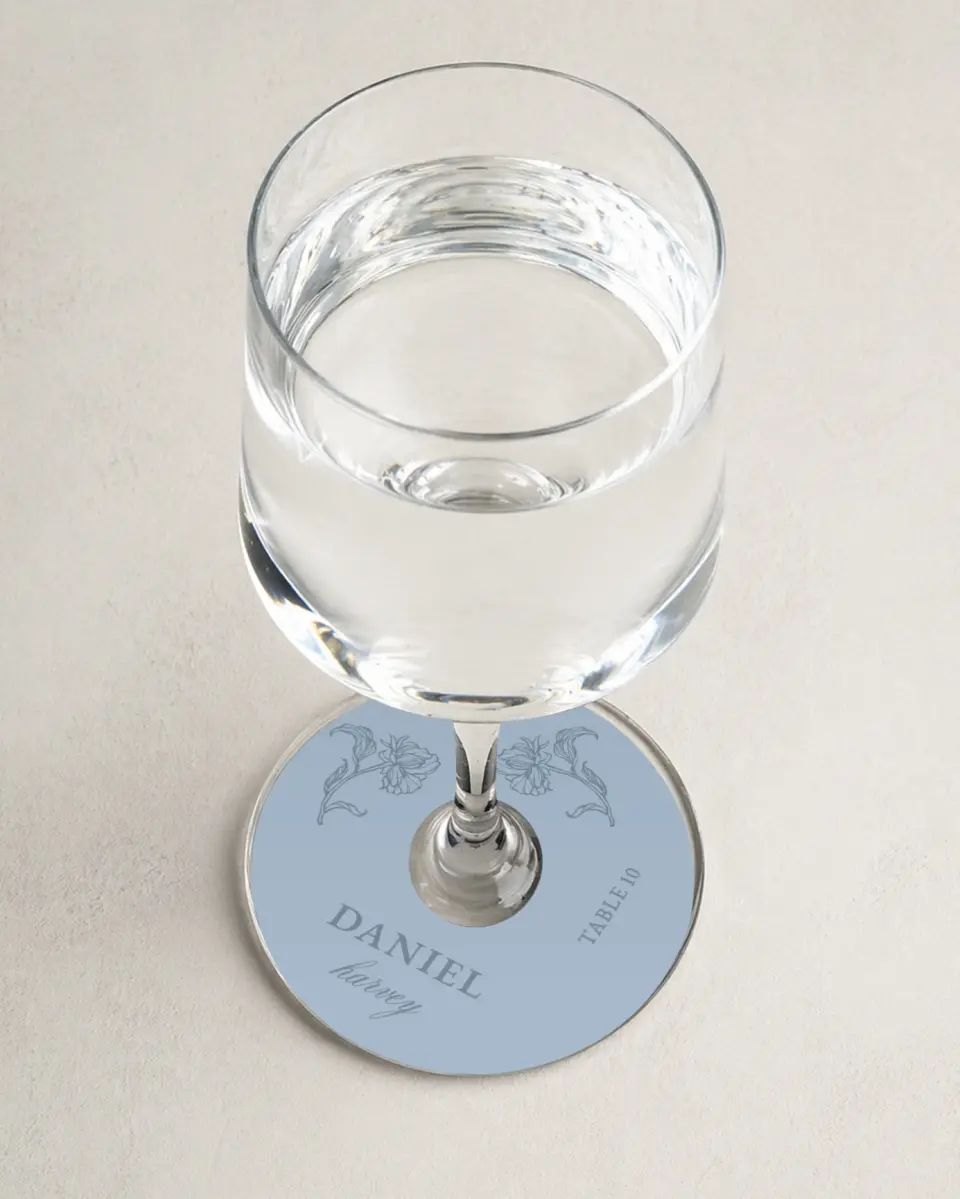 This is a 3" Circle Wedding Place Card called Pressed Petals printed in full color on Premium Smooth paper