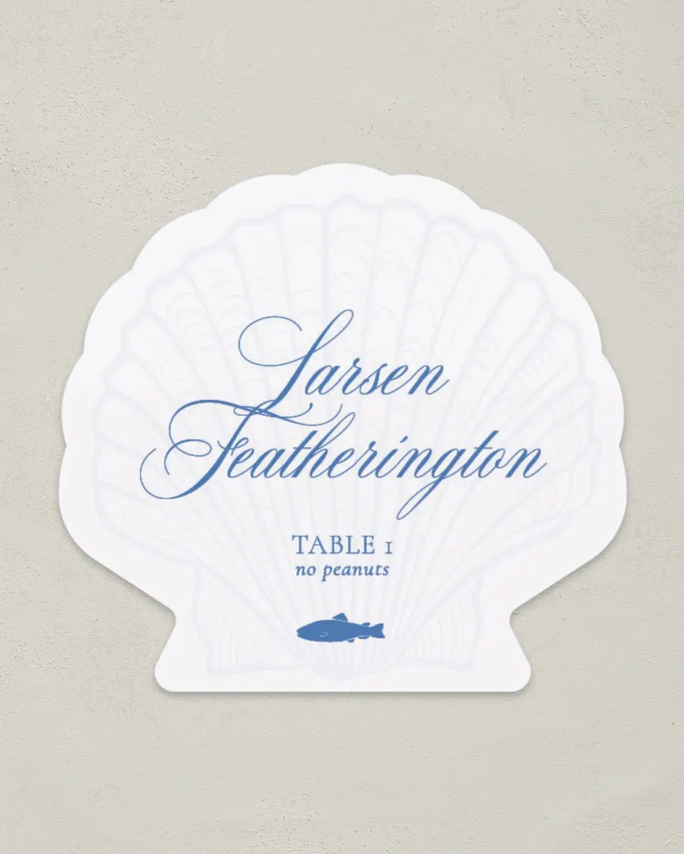 This is a 3" x 3.25" Wedding Place Card called Bradley printed in full color on Premium Smooth paper