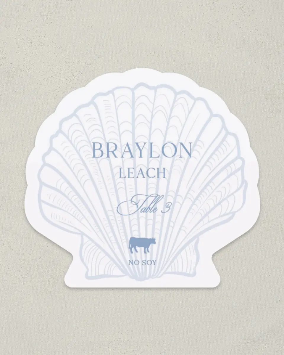 This is a 3" x 3.25" Wedding Place Card called Woven Serenity printed in full color on Premium Smooth paper