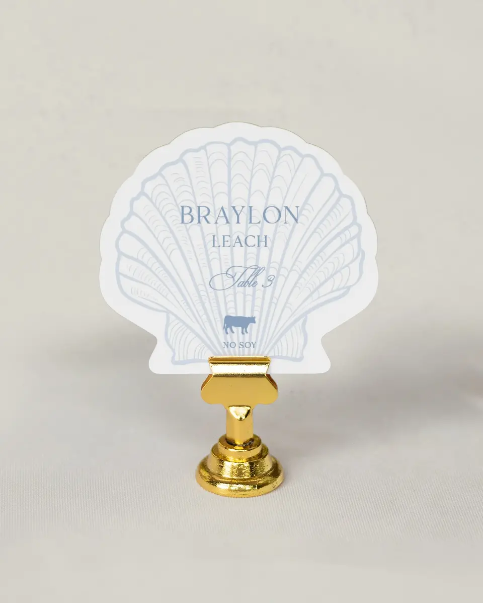 This is a 3" x 3.25" Wedding Place Card called Woven Serenity printed in full color on Premium Smooth paper
