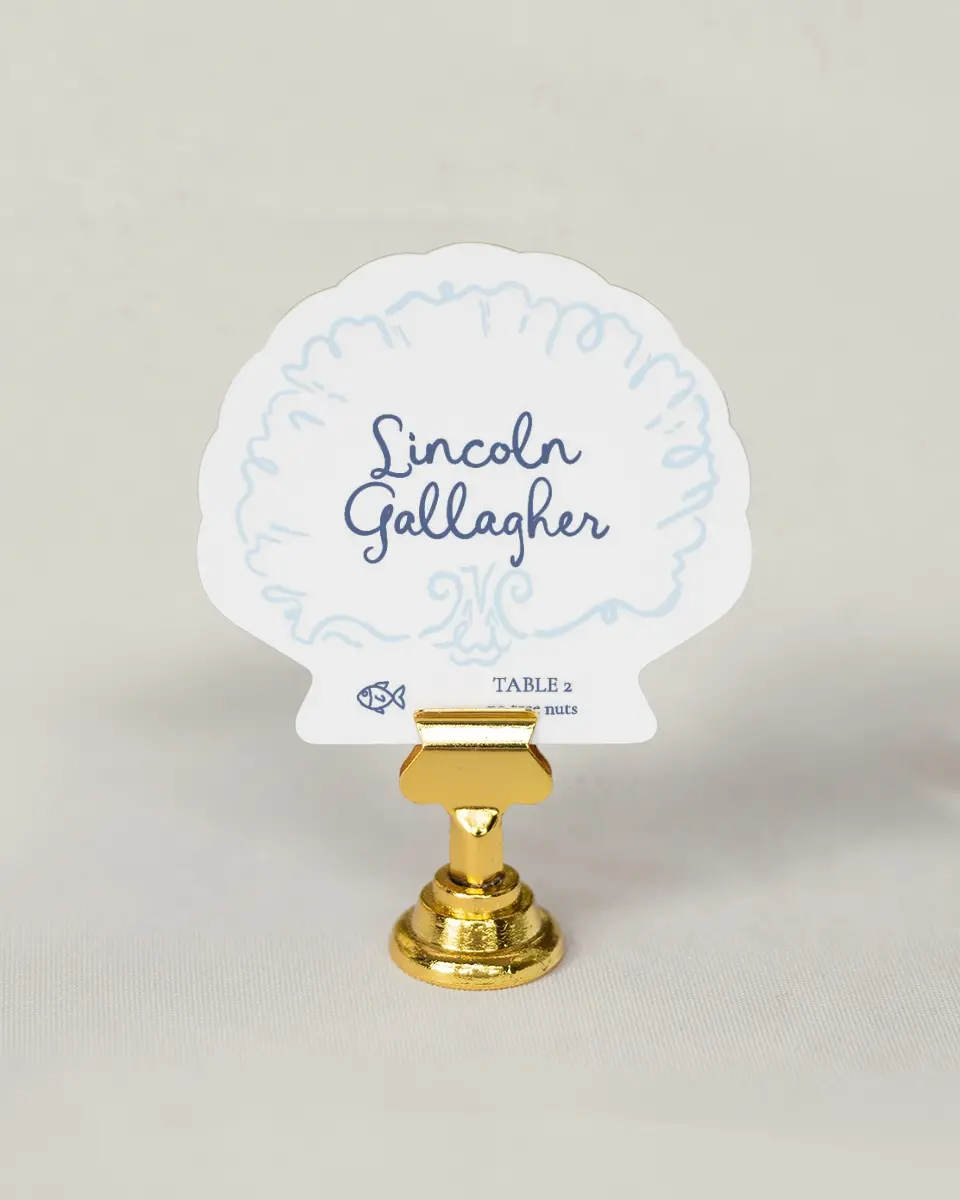 This is a 3" x 3.25" Wedding Place Card called Love by the Sea printed in full color on Premium Smooth paper