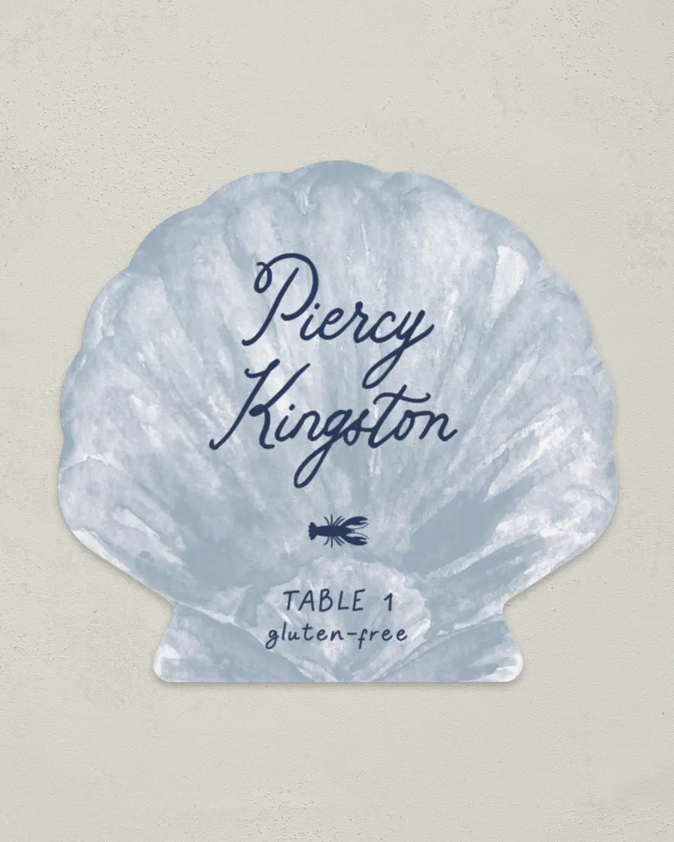 This is a 3" x 3.25" Wedding Place Card called Beachside Harmony printed in full color on Premium Smooth paper