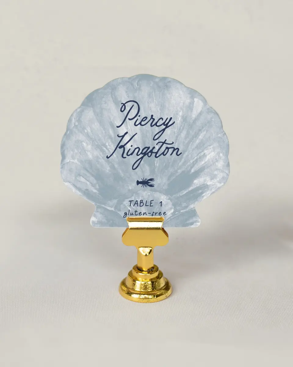 This is a 3" x 3.25" Wedding Place Card called Beachside Harmony printed in full color on Premium Smooth paper