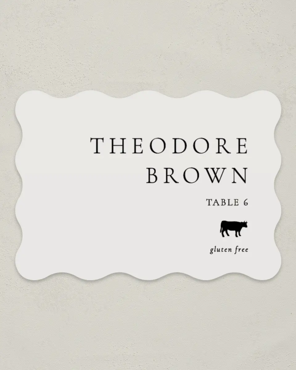 This is a 2.5" x 3.5" Wedding Place Card called Simply Elegant printed in full color on Premium Smooth paper