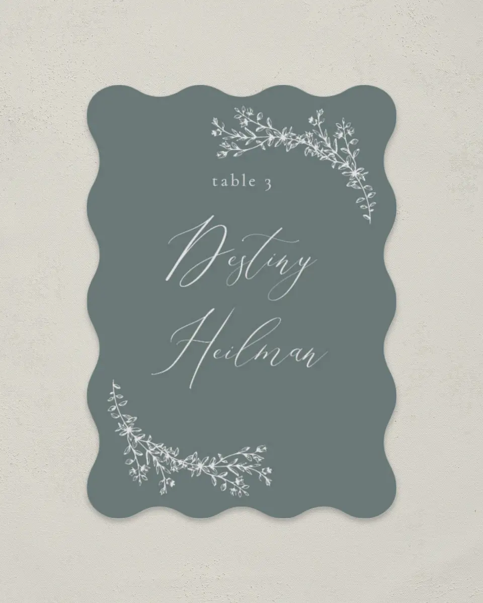 This is a 2.5" x 3.5" Wedding Place Card called Timeless Order printed in full color on Premium Smooth paper