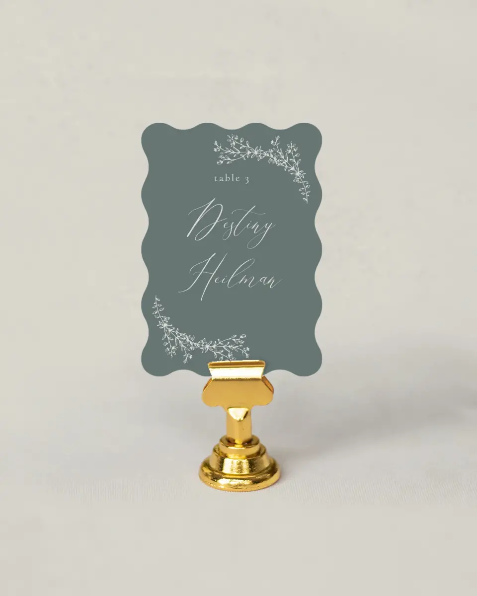 This is a 2.5" x 3.5" Wedding Place Card called Timeless Order printed in full color on Premium Smooth paper