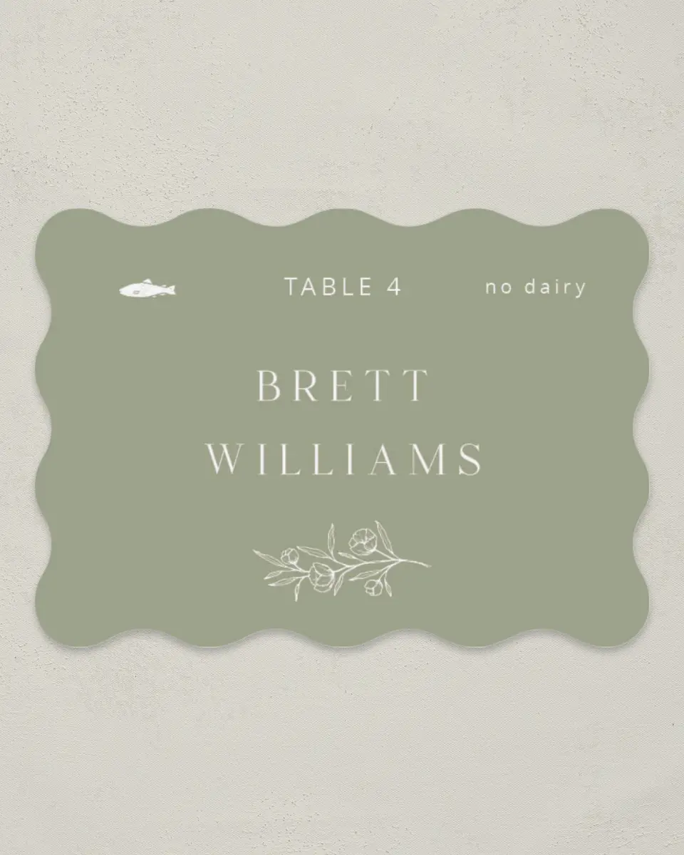 This is a 2.5" x 3.5" Wedding Place Card called The Jasmine printed in full color on Premium Smooth paper