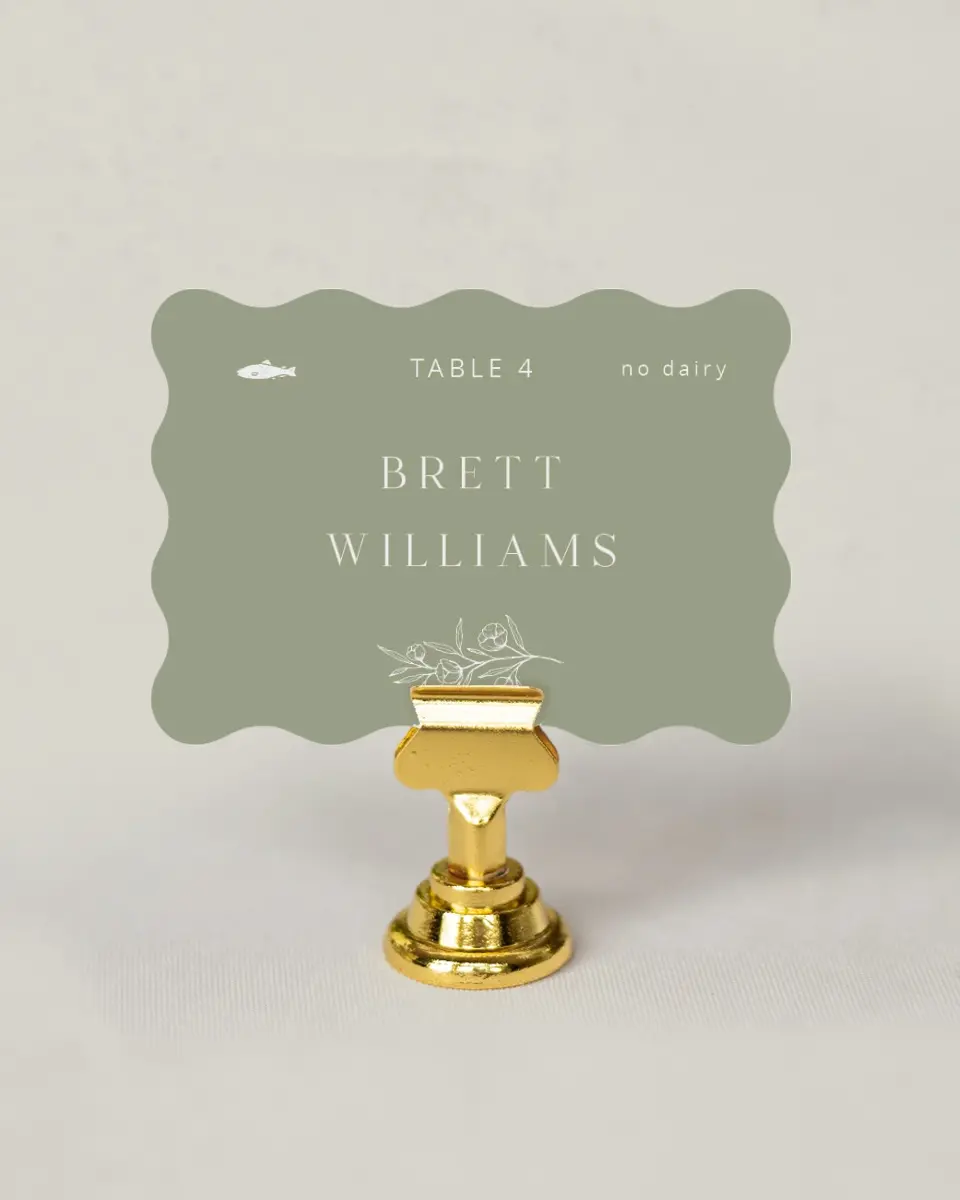 This is a 2.5" x 3.5" Wedding Place Card called The Jasmine printed in full color on Premium Smooth paper