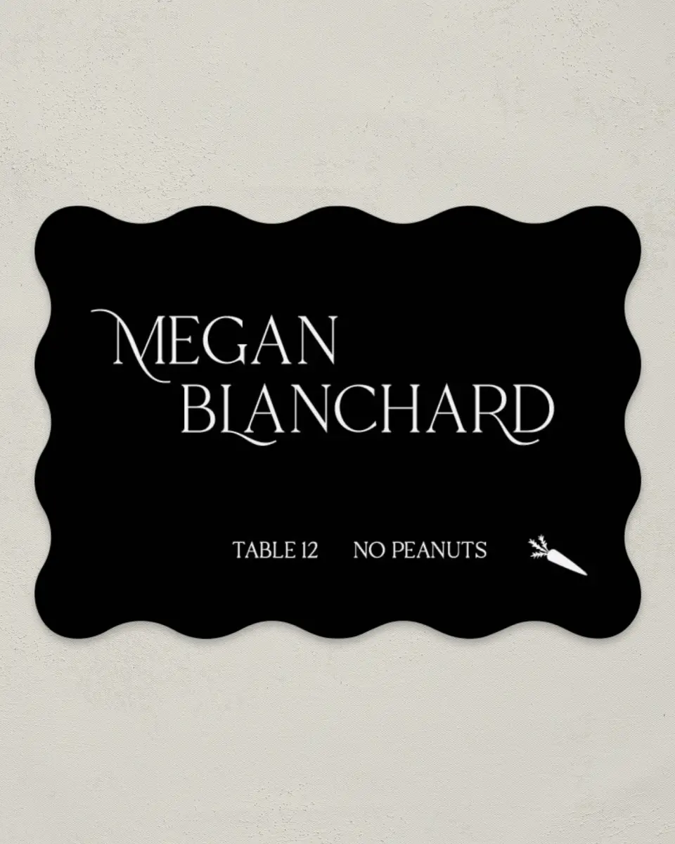 This is a 2.5" x 3.5" Wedding Place Card called The Lucy printed in full color on Premium Smooth paper