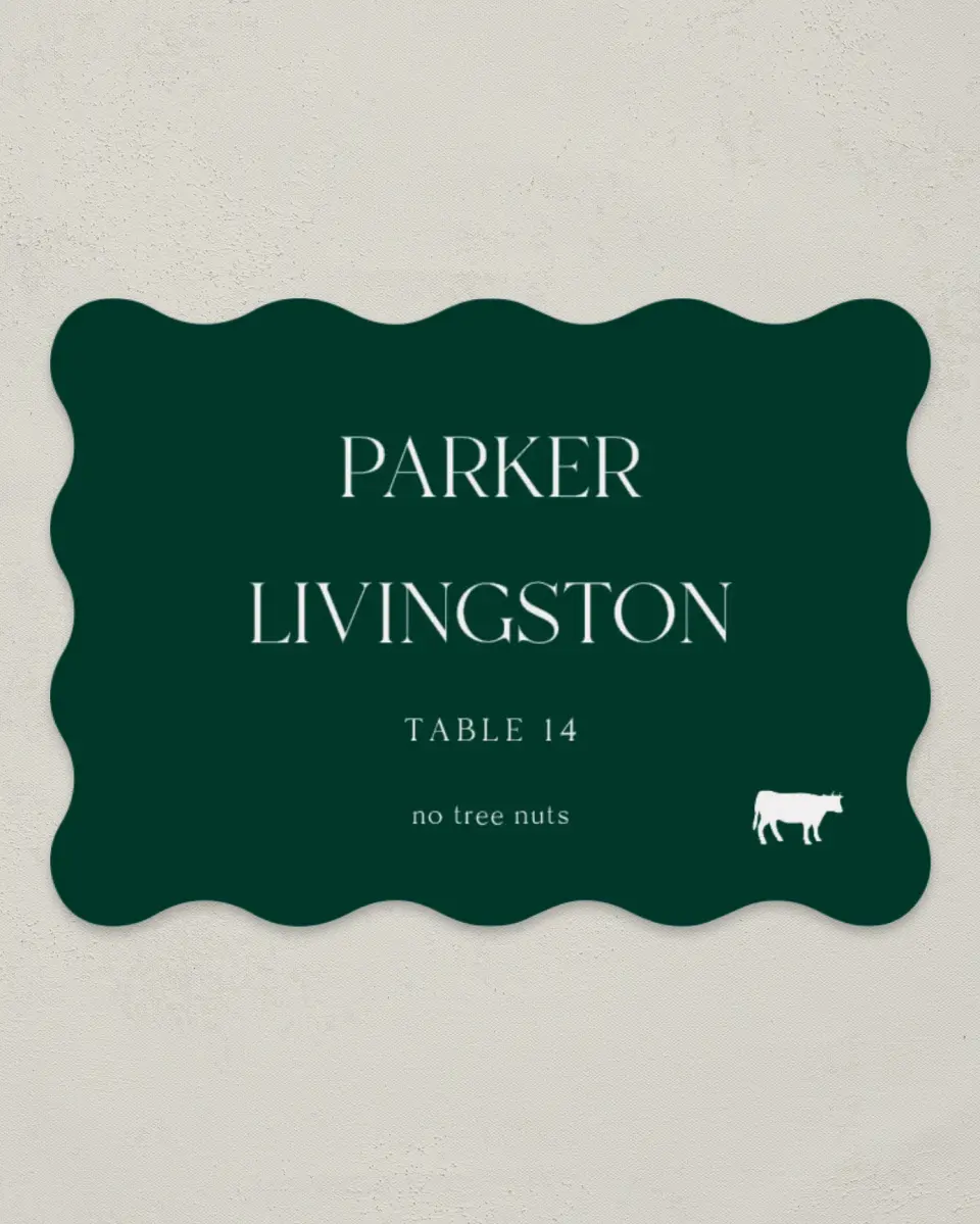 This is a 2.5" x 3.5" Wedding Place Card called The Olivia printed in full color on Premium Smooth paper