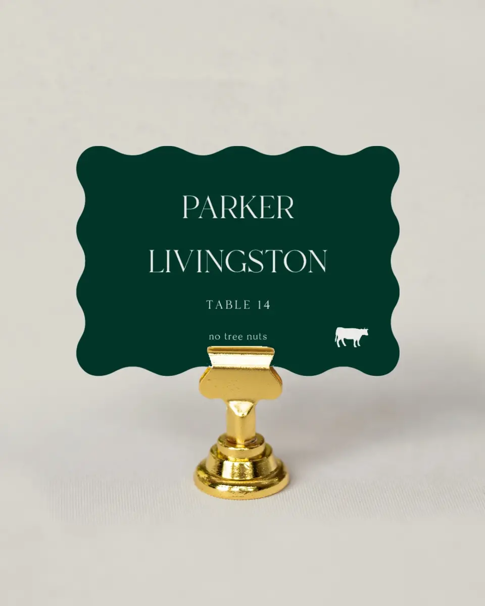 This is a 2.5" x 3.5" Wedding Place Card called The Olivia printed in full color on Premium Smooth paper