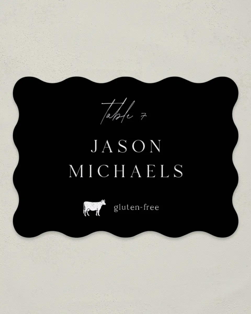 This is a 2.5" x 3.5" Wedding Place Card called Devoted Delight printed in full color on Premium Smooth paper