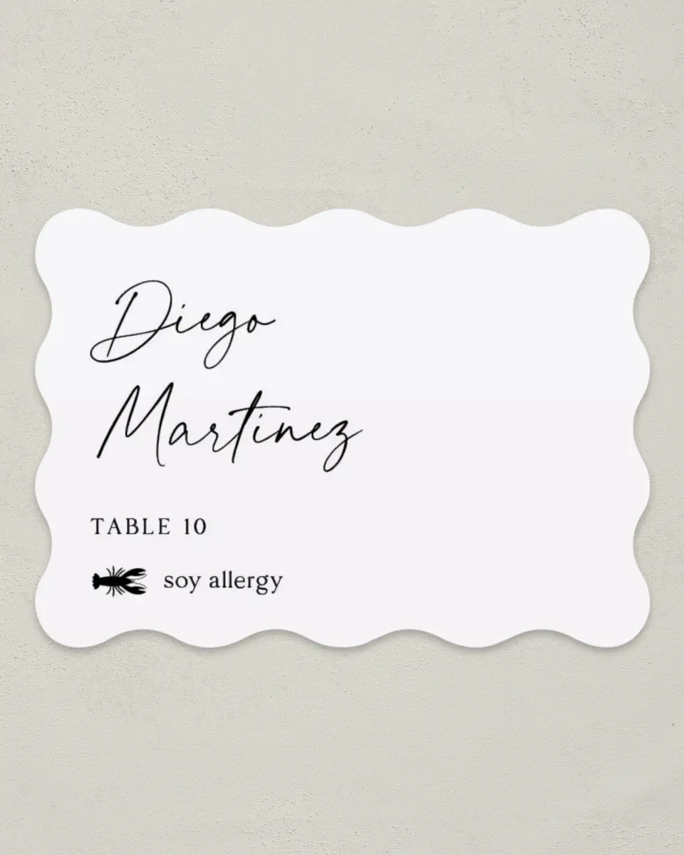 This is a 2.5" x 3.5" Wedding Place Card called The Lauren printed in full color on Premium Smooth paper