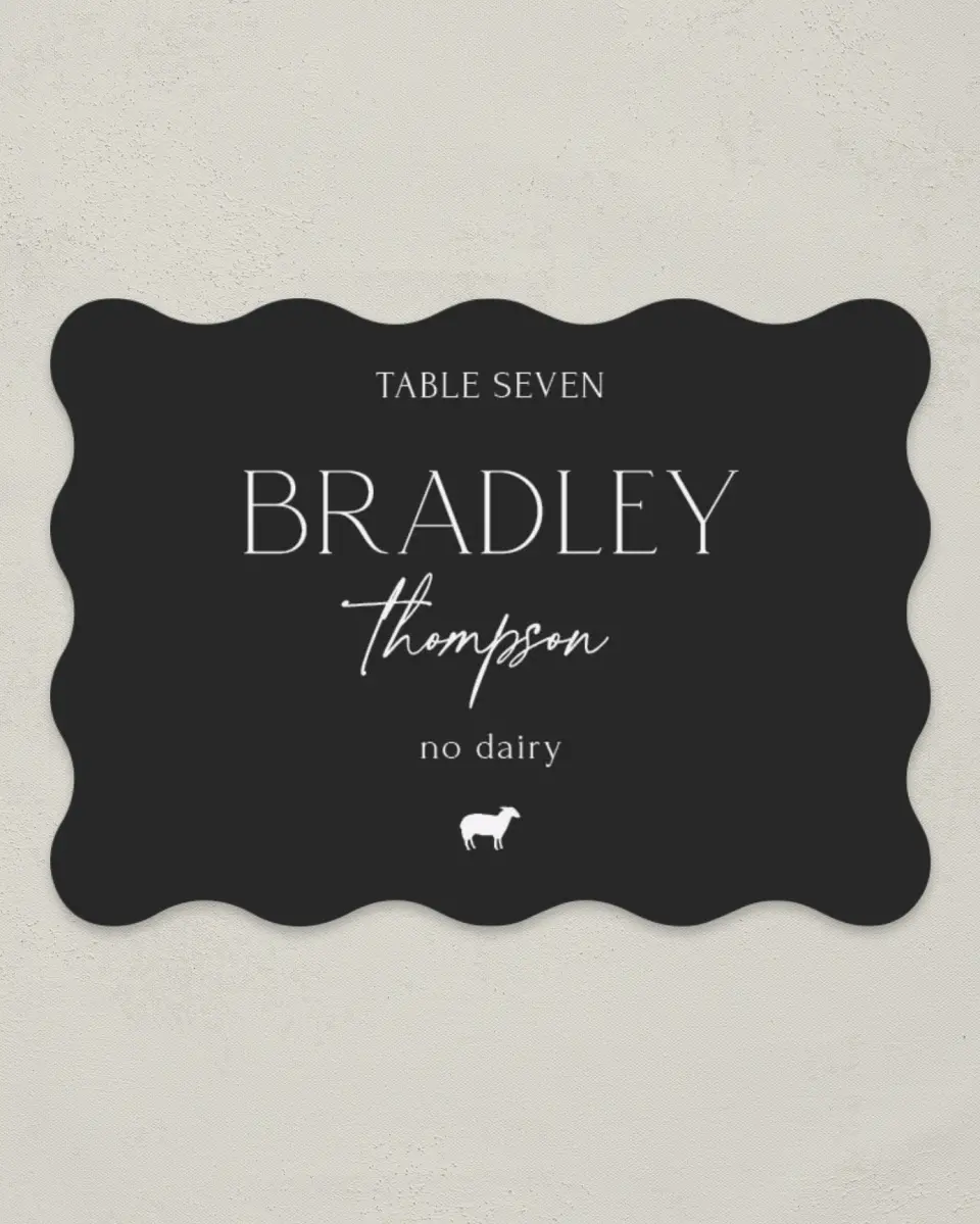 This is a 2.5" x 3.5" Wedding Place Card called The Caroline printed in full color on Premium Smooth paper
