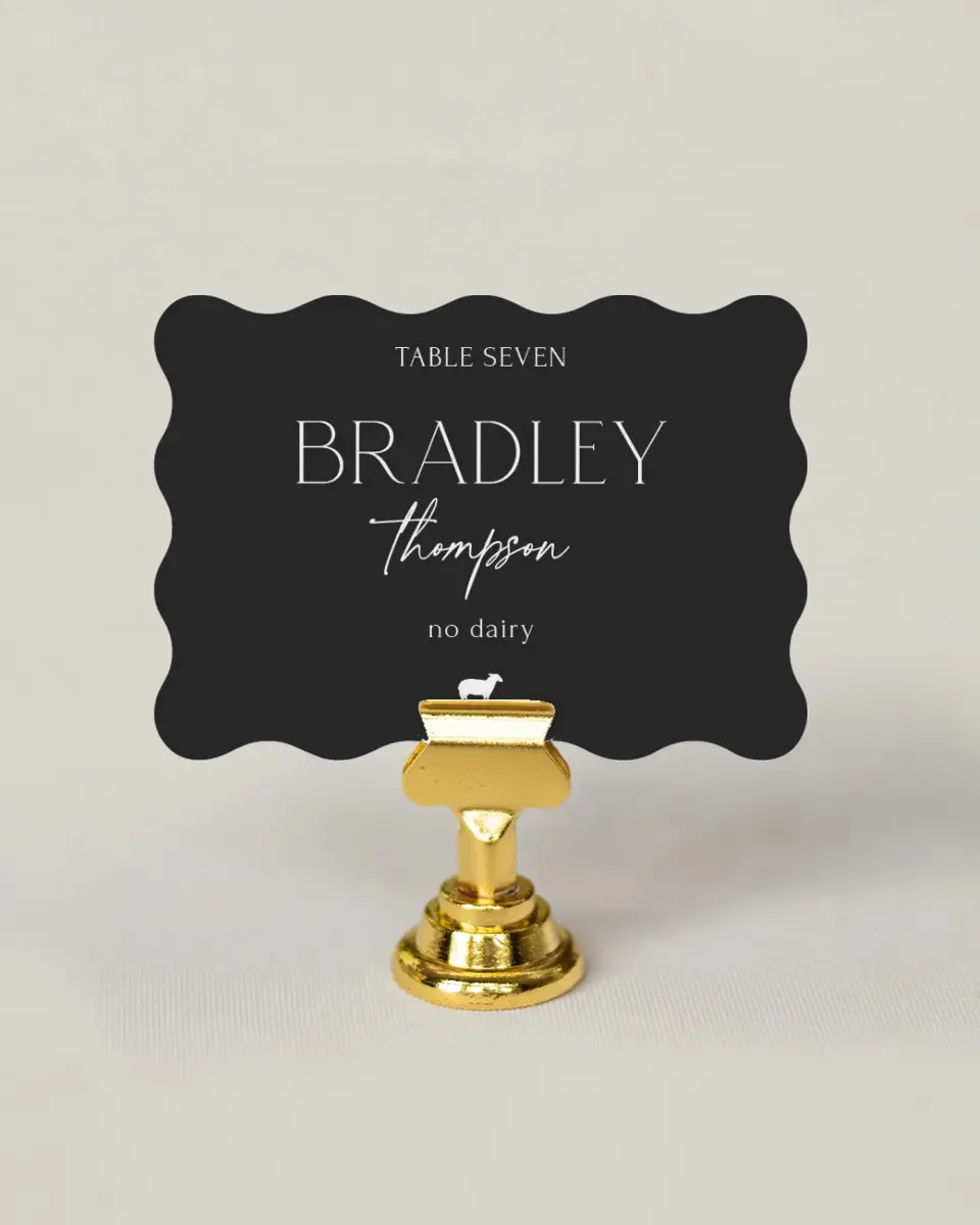 This is a 2.5" x 3.5" Wedding Place Card called The Caroline printed in full color on Premium Smooth paper