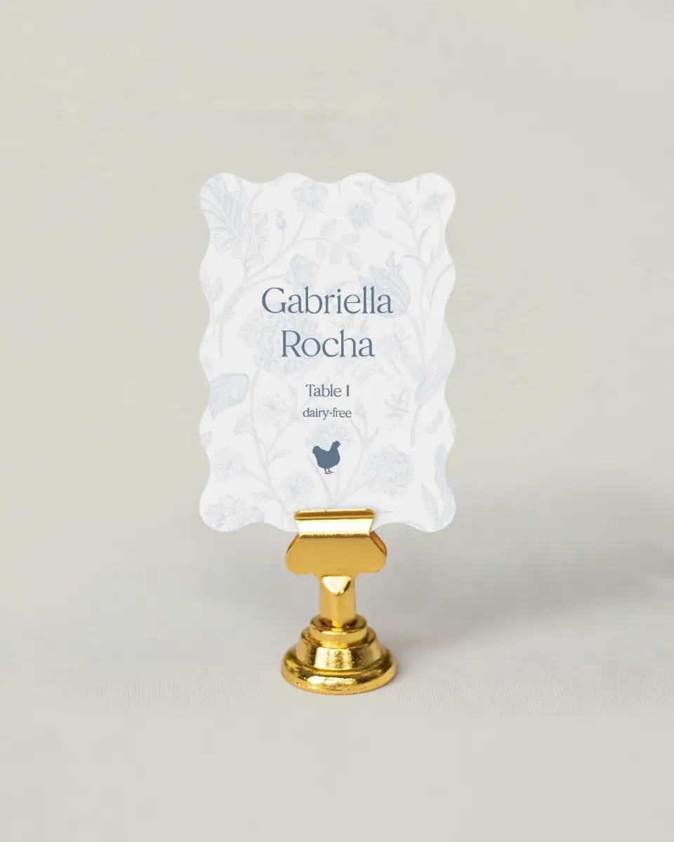 This is a 2.5" x 3.5" Wedding Place Card called The Gabriella printed in full color on Premium Smooth paper