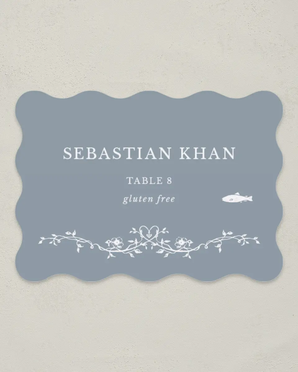 This is a 2.5" x 3.5" Wedding Place Card called Flowering Frame printed in full color on Premium Smooth paper