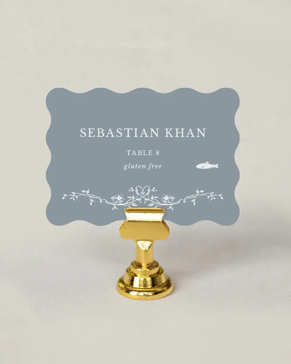 This is a 2.5" x 3.5" Wedding Place Card called Flowering Frame printed in full color on Premium Smooth paper