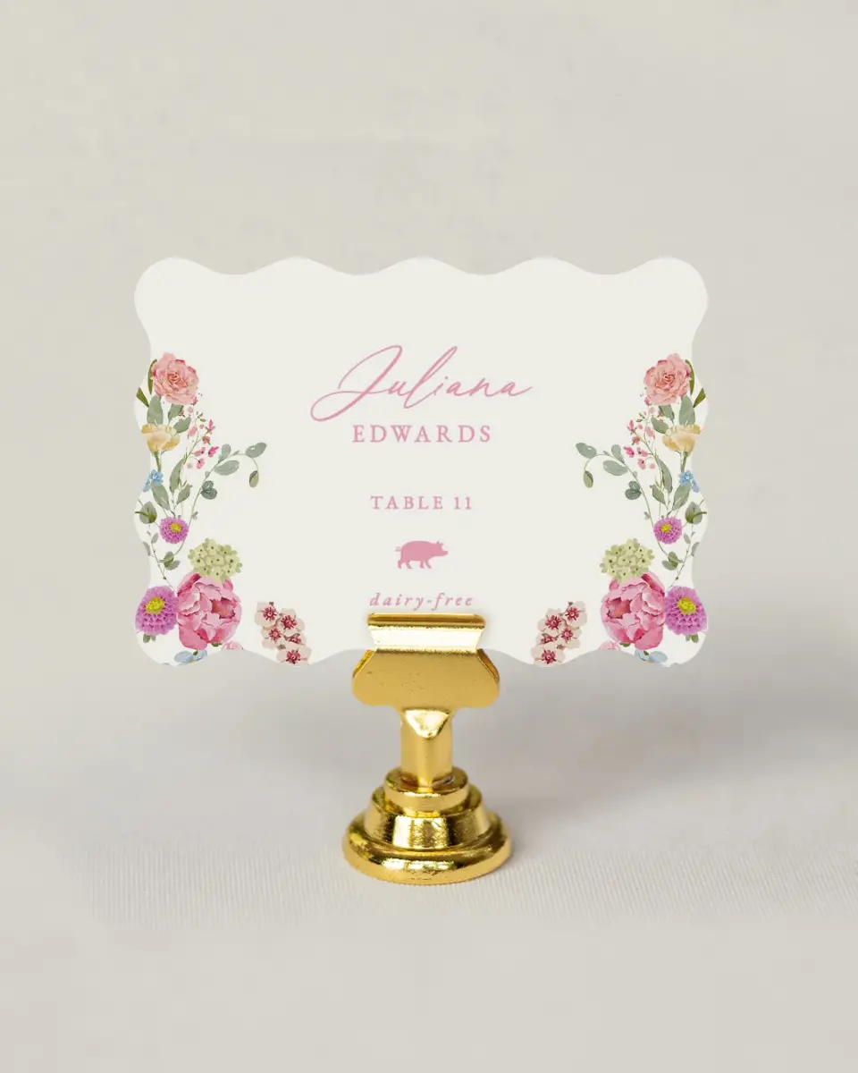 This is a 2.5" x 3.5" Wedding Place Card called The Florence printed in full color on Premium Smooth paper