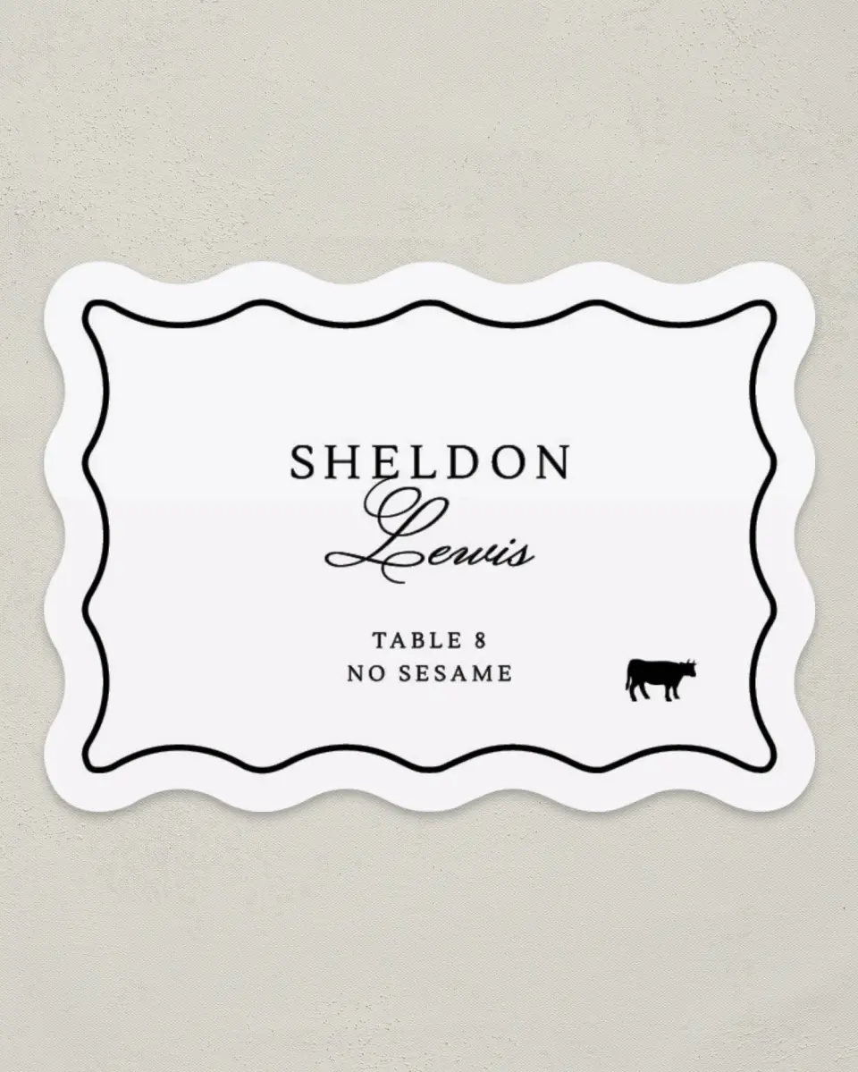 This is a 2.5" x 3.5" Wedding Place Card called Elegant Tradition printed in full color on Premium Smooth paper