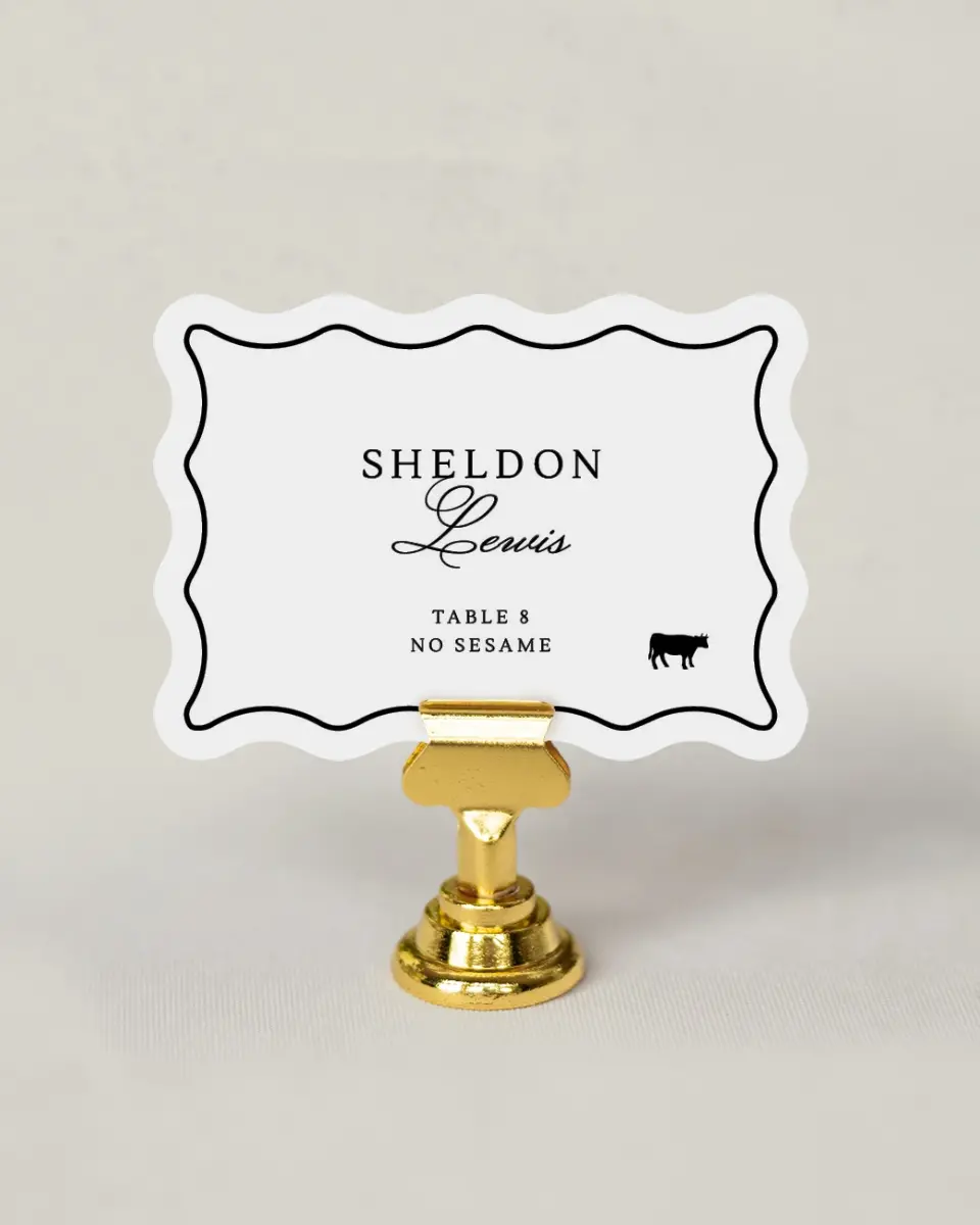 This is a 2.5" x 3.5" Wedding Place Card called Elegant Tradition printed in full color on Premium Smooth paper
