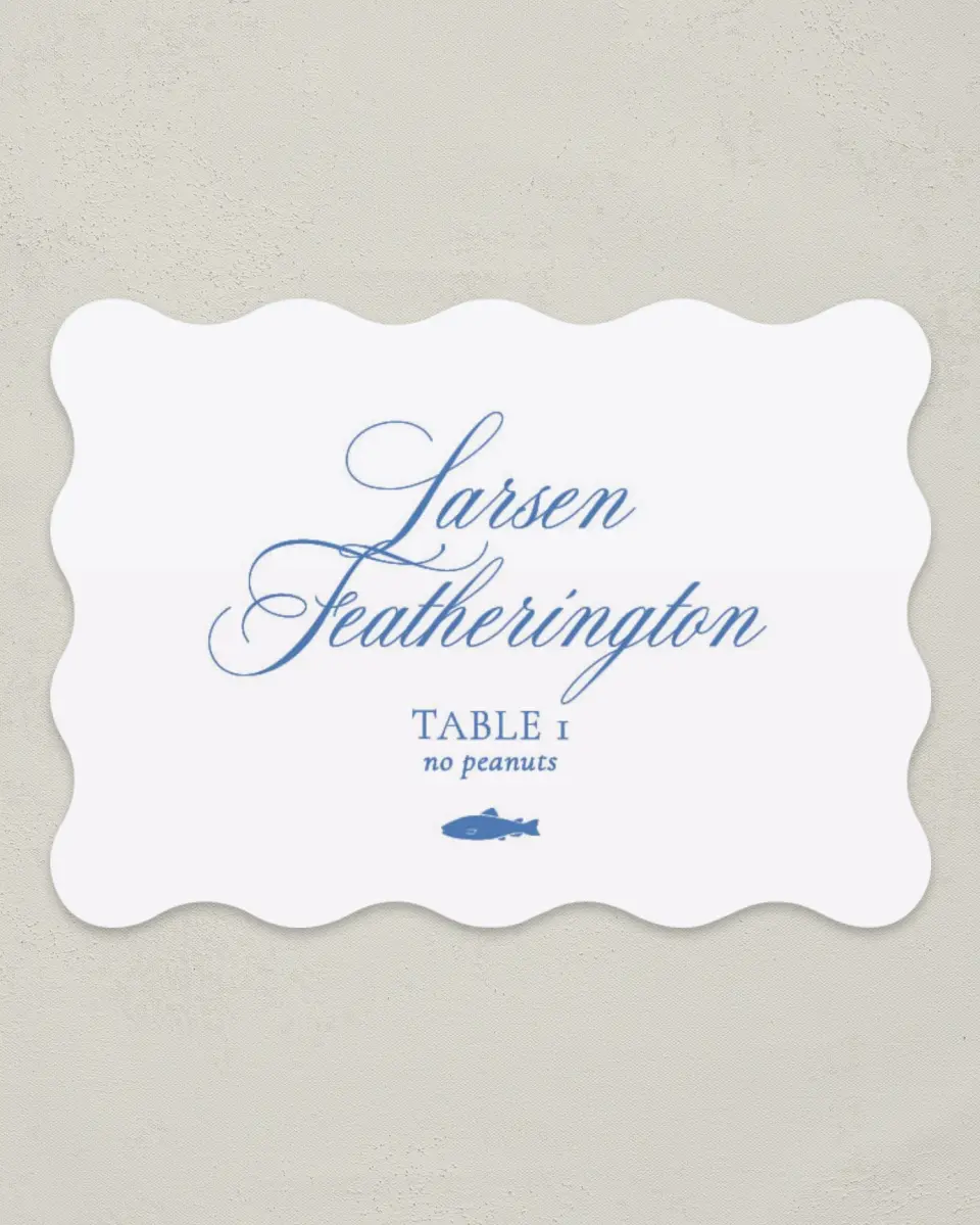 This is a 2.5" x 3.5" Wedding Place Card called Bradley printed in full color on Premium Smooth paper