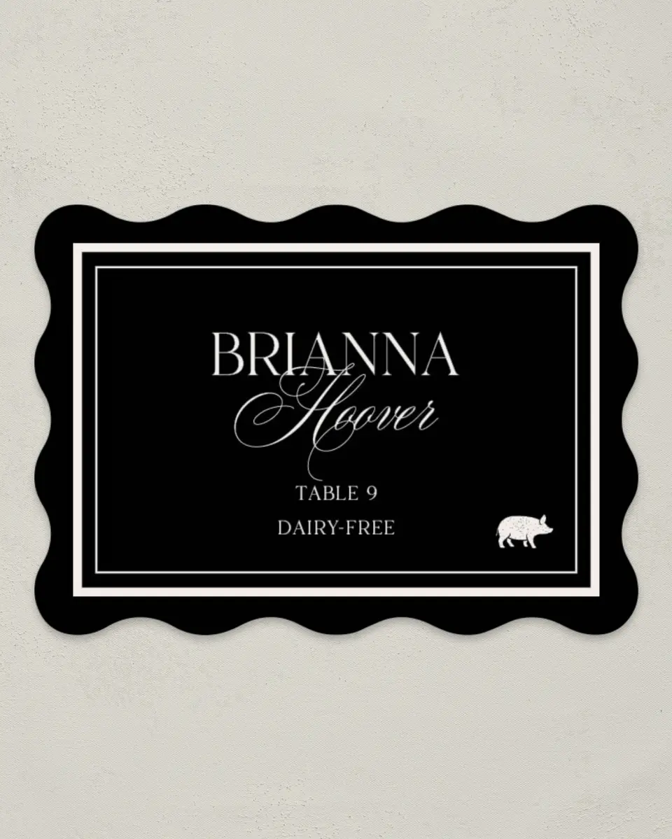This is a 2.5" x 3.5" Wedding Place Card called Greenwich printed in full color on Premium Smooth paper
