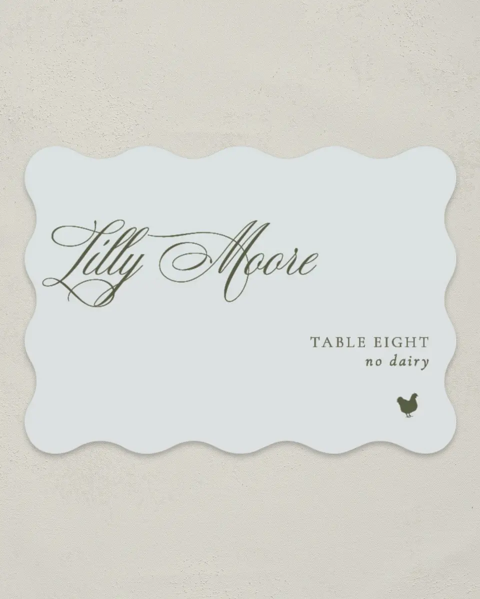 This is a 2.5" x 3.5" Wedding Place Card called Foxfire printed in full color on Premium Smooth paper