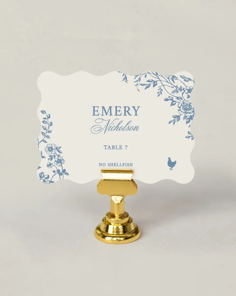 This is a 2.5" x 3.5" Wedding Place Card called Vintage Reverie printed in full color on Premium Smooth paper