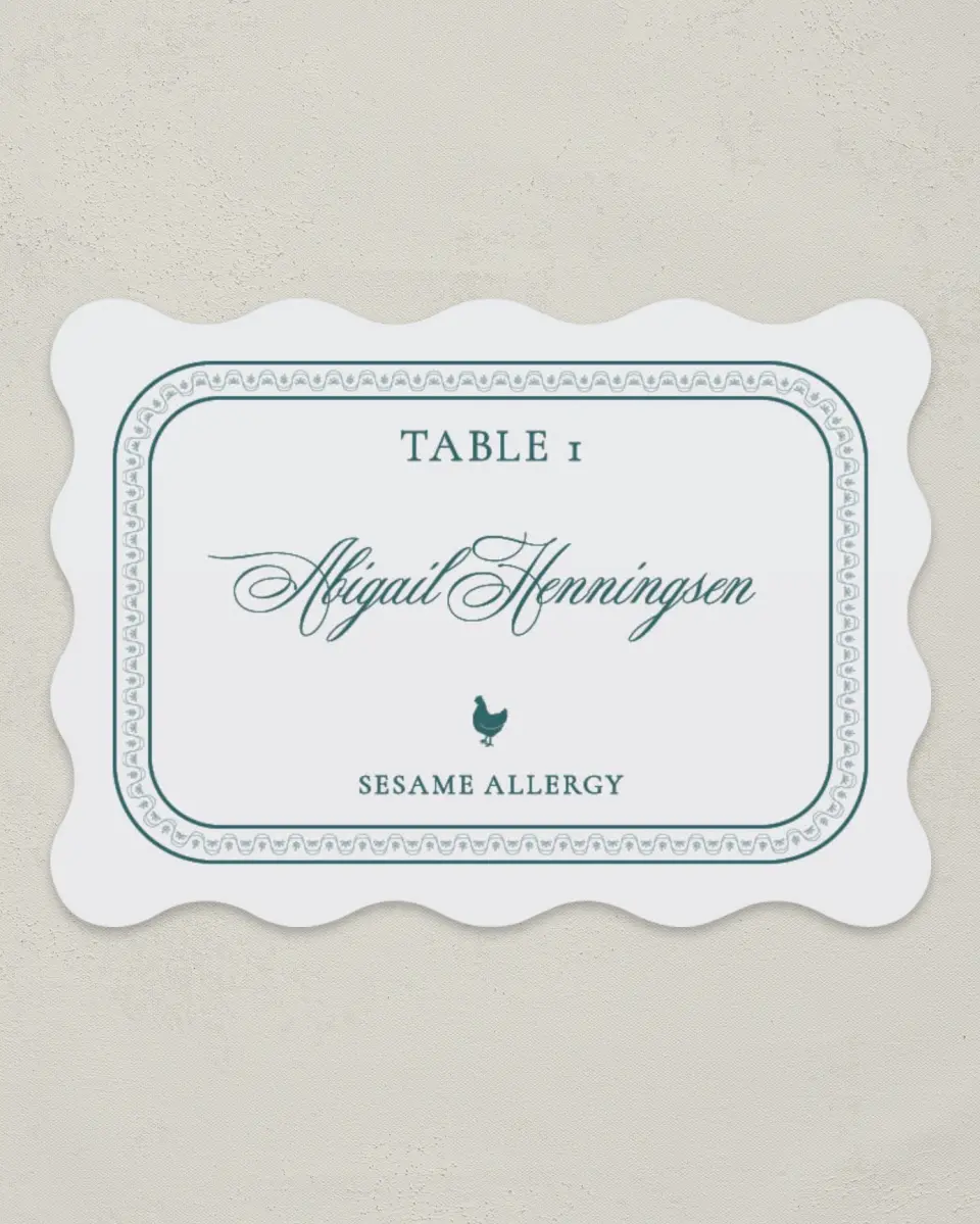 This is a 2.5" x 3.5" Wedding Place Card called Delicate Vintage printed in full color on Premium Smooth paper