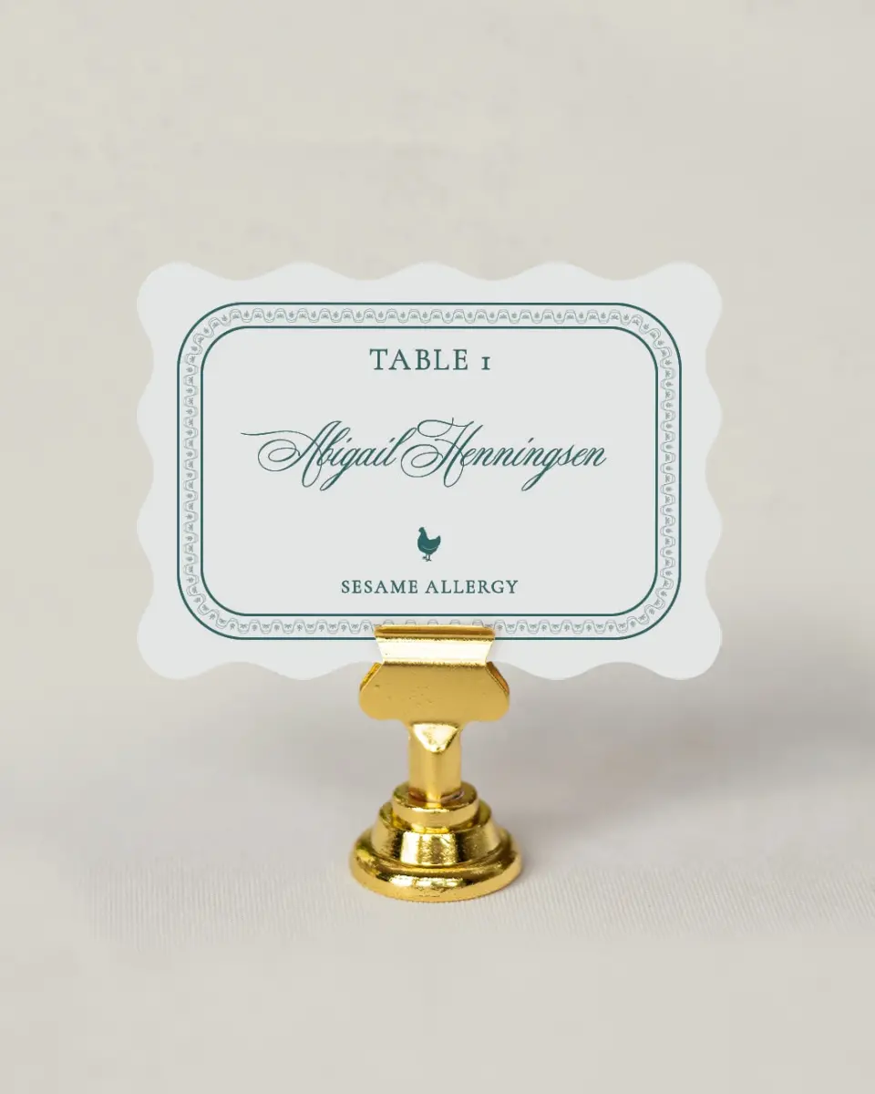 This is a 2.5" x 3.5" Wedding Place Card called Delicate Vintage printed in full color on Premium Smooth paper