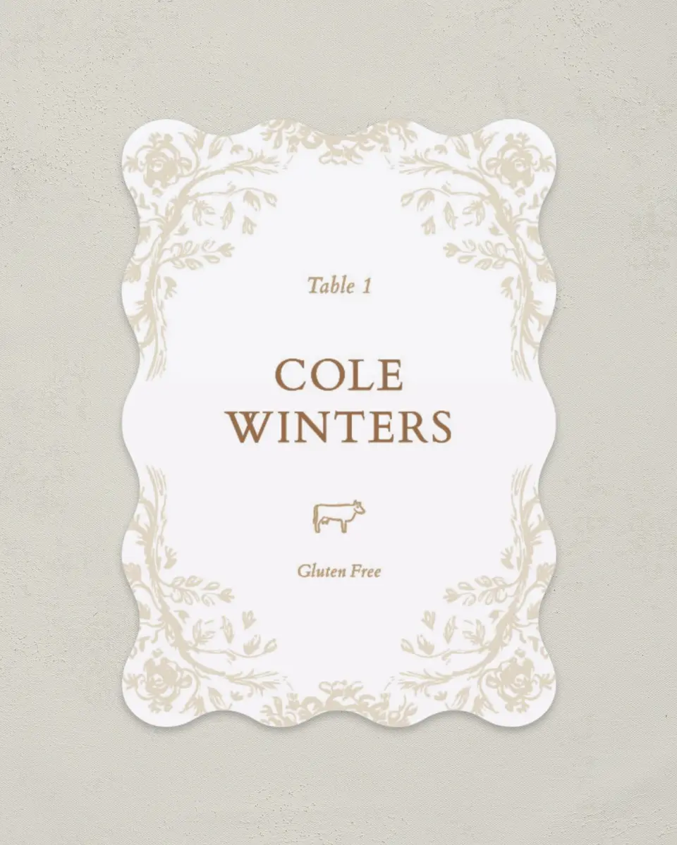 This is a 2.5" x 3.5" Wedding Place Card called Soft Branchlets printed in full color on Premium Smooth paper