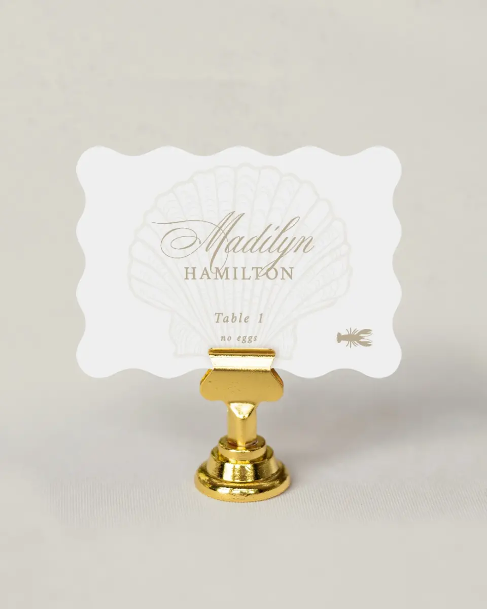This is a 2.5" x 3.5" Wedding Place Card called Elegant Shell printed in full color on Premium Smooth paper
