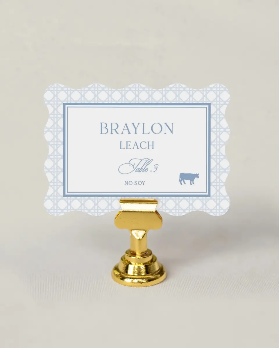 This is a 2.5" x 3.5" Wedding Place Card called Woven Serenity printed in full color on Premium Smooth paper