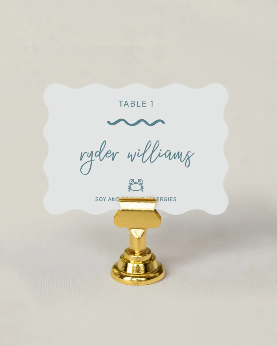 This is a 2.5" x 3.5" Wedding Place Card called I Hear Wedding Shells printed in full color on Premium Smooth paper