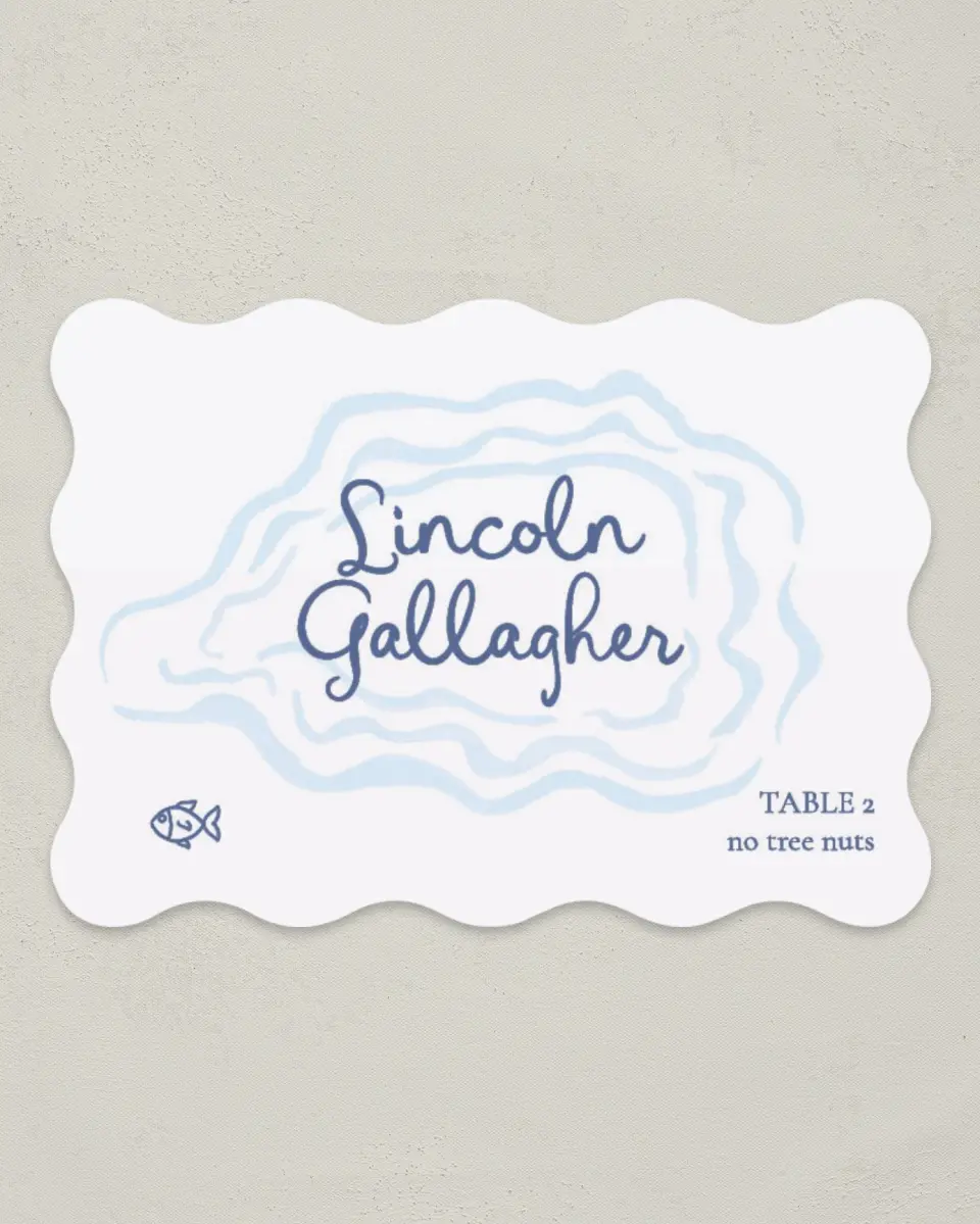 This is a 2.5" x 3.5" Wedding Place Card called Love by the Sea printed in full color on Premium Smooth paper