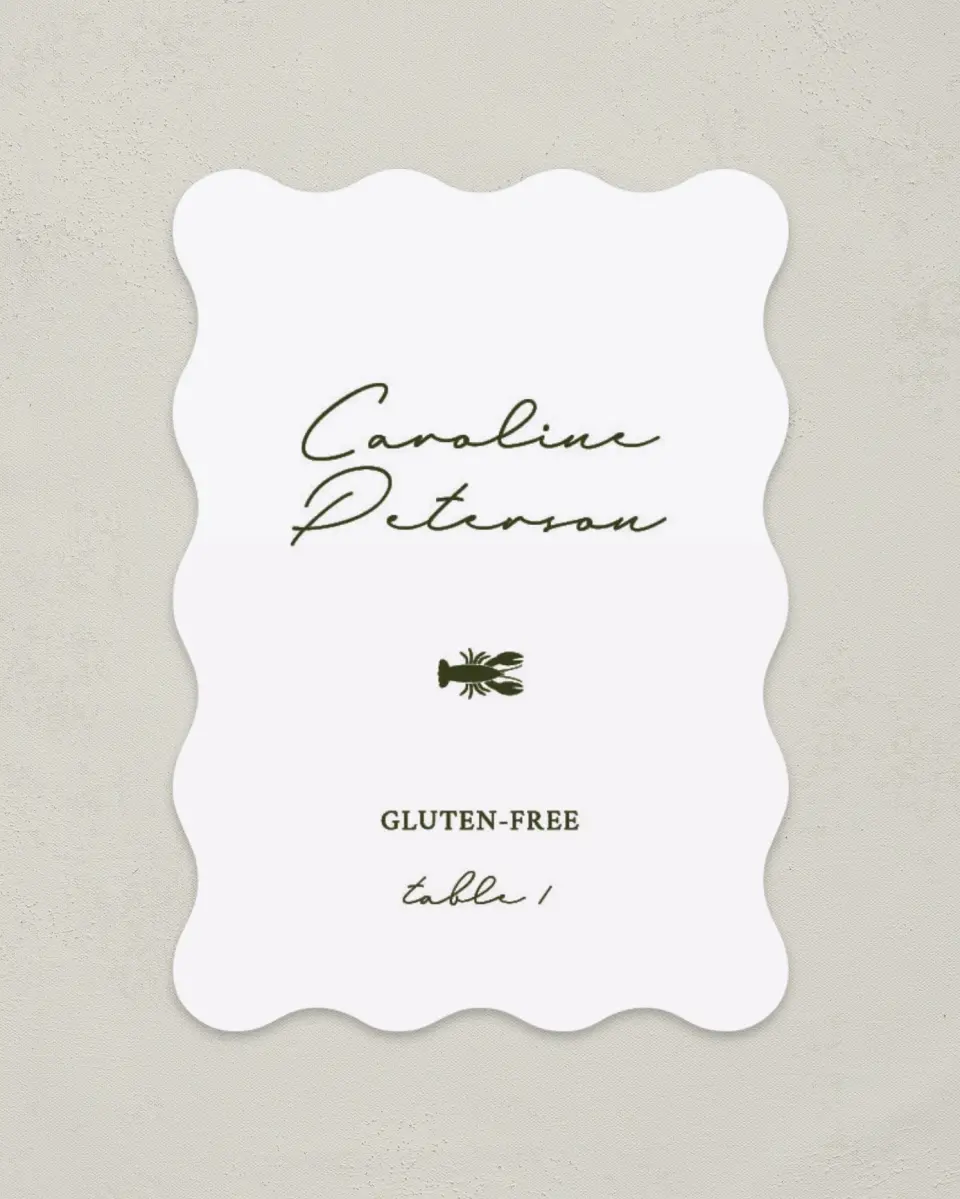 This is a 2.5" x 3.5" Wedding Place Card called Whimsical Shells printed in full color on Premium Smooth paper