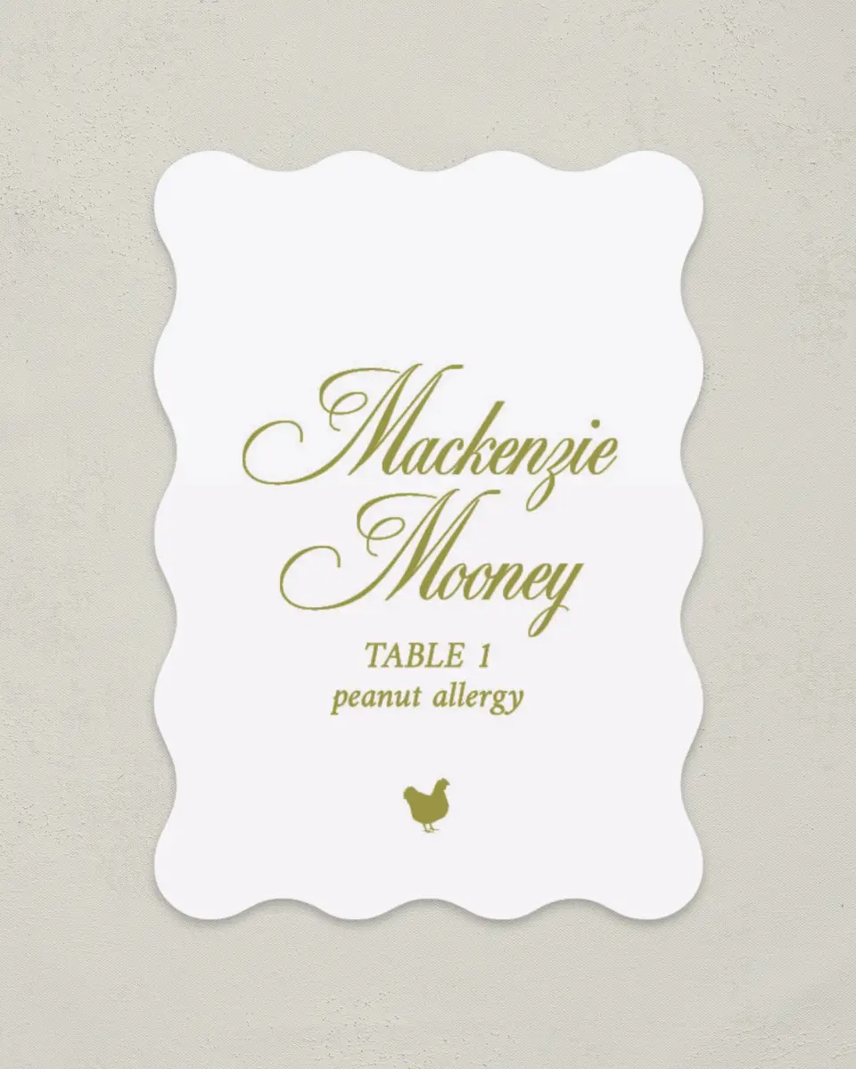This is a 2.5" x 3.5" Wedding Place Card called Paradise in Bloom printed in full color on Premium Smooth paper