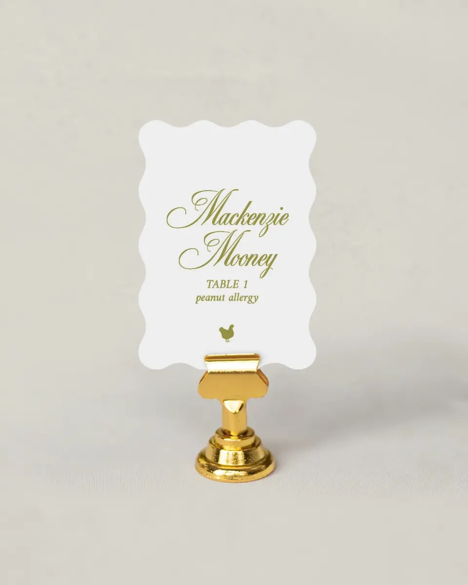 This is a 2.5" x 3.5" Wedding Place Card called Paradise in Bloom printed in full color on Premium Smooth paper