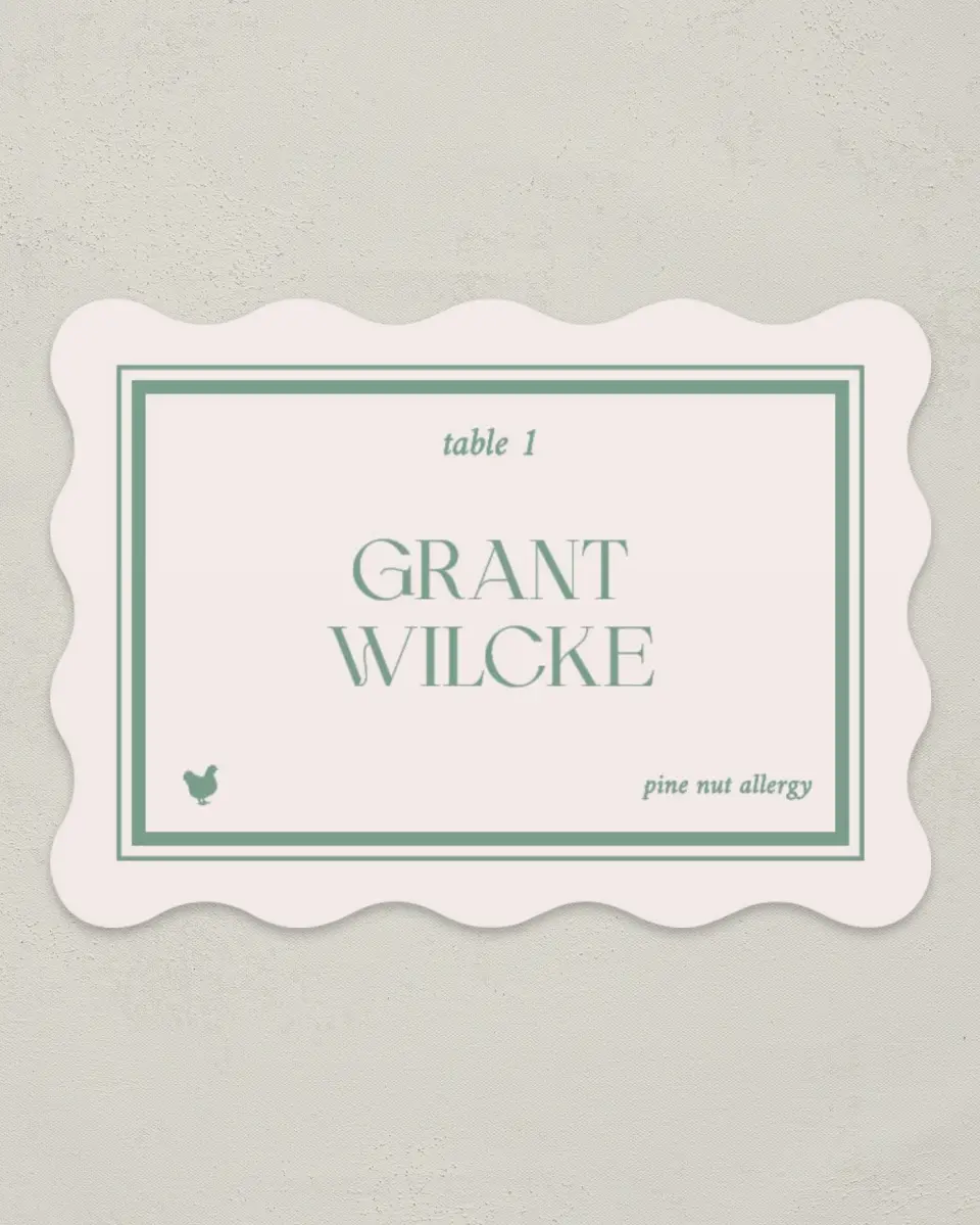 This is a 2.5" x 3.5" Wedding Place Card called Vintage Dream printed in full color on Premium Smooth paper