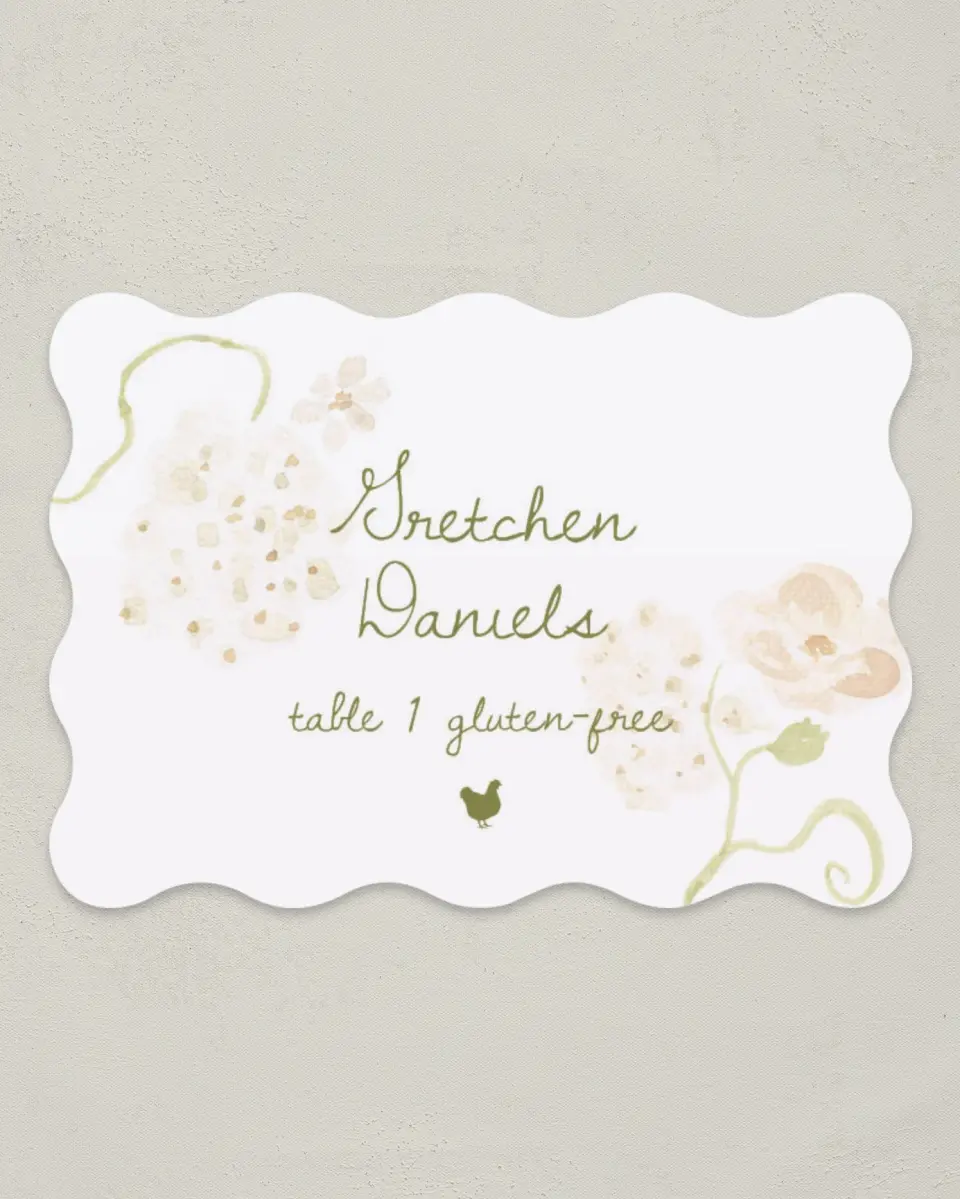 This is a 2.5" x 3.5" Wedding Place Card called Soft Garden Vows printed in full color on Premium Smooth paper
