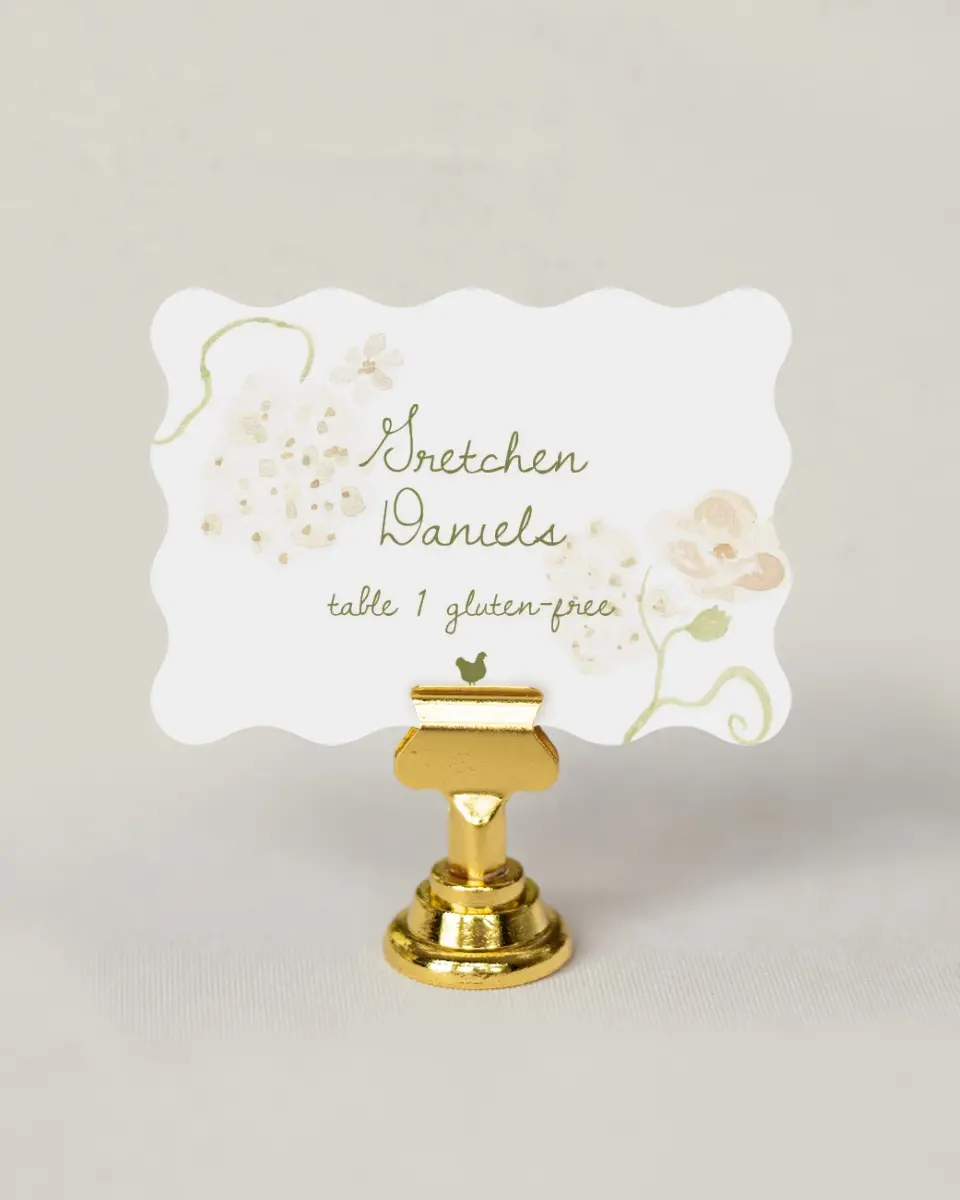 This is a 2.5" x 3.5" Wedding Place Card called Soft Garden Vows printed in full color on Premium Smooth paper