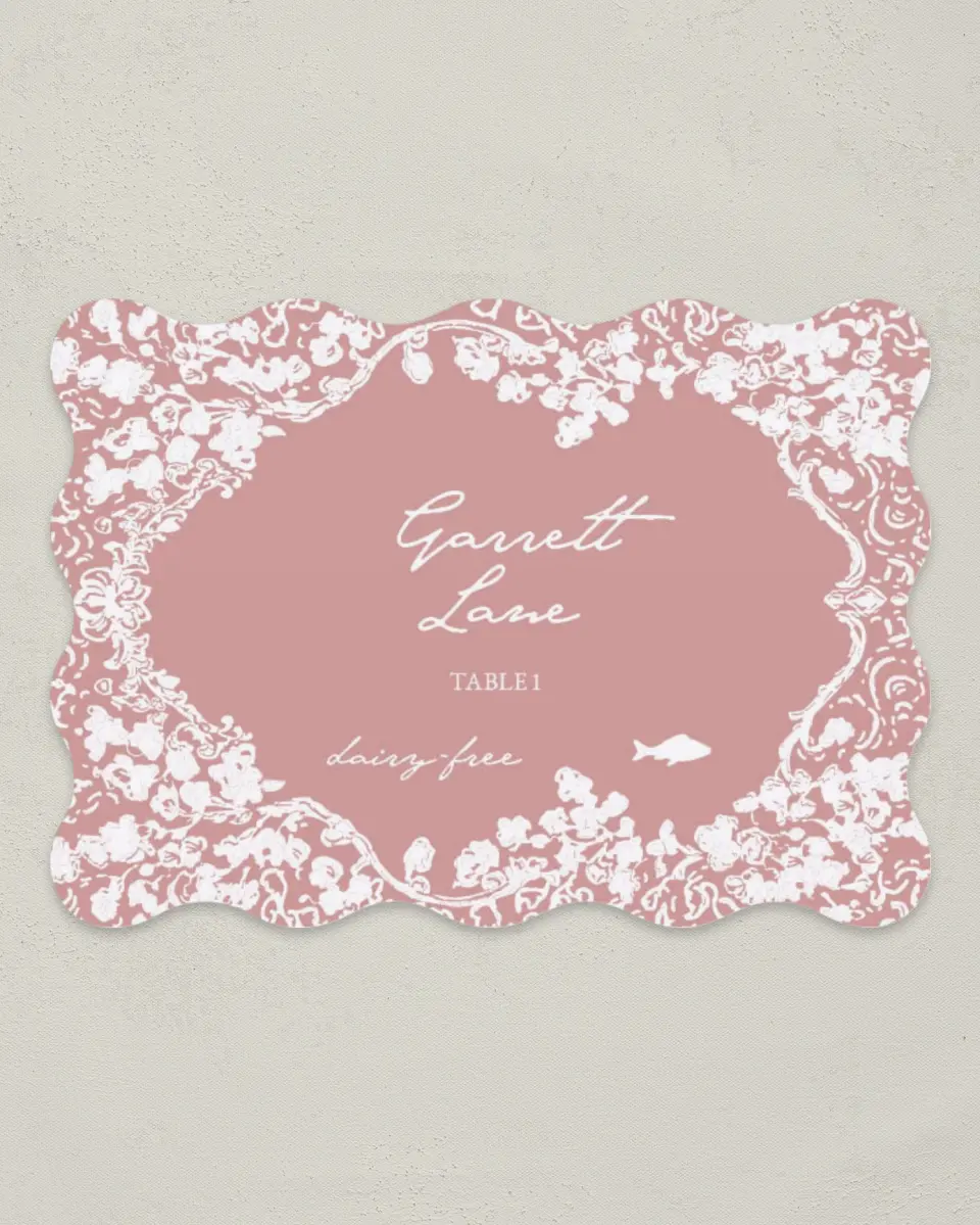 This is a 2.5" x 3.5" Wedding Place Card called Verdant Romance printed in full color on Premium Smooth paper
