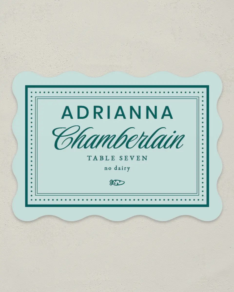 This is a 2.5" x 3.5" Wedding Place Card called Faithful Frame printed in full color on Premium Smooth paper