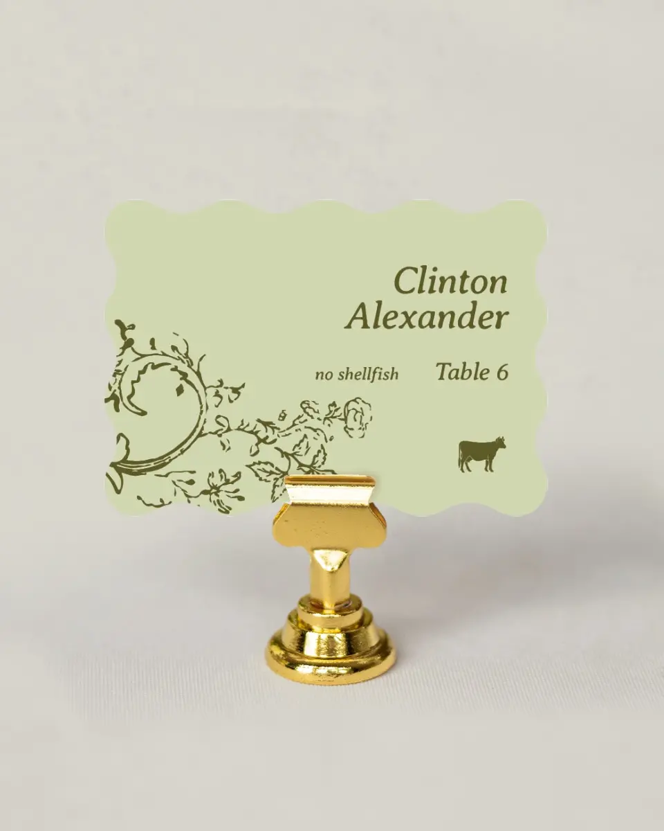 This is a 2.5" x 3.5" Wedding Place Card called Vintage Chinoiserie printed in full color on Premium Smooth paper
