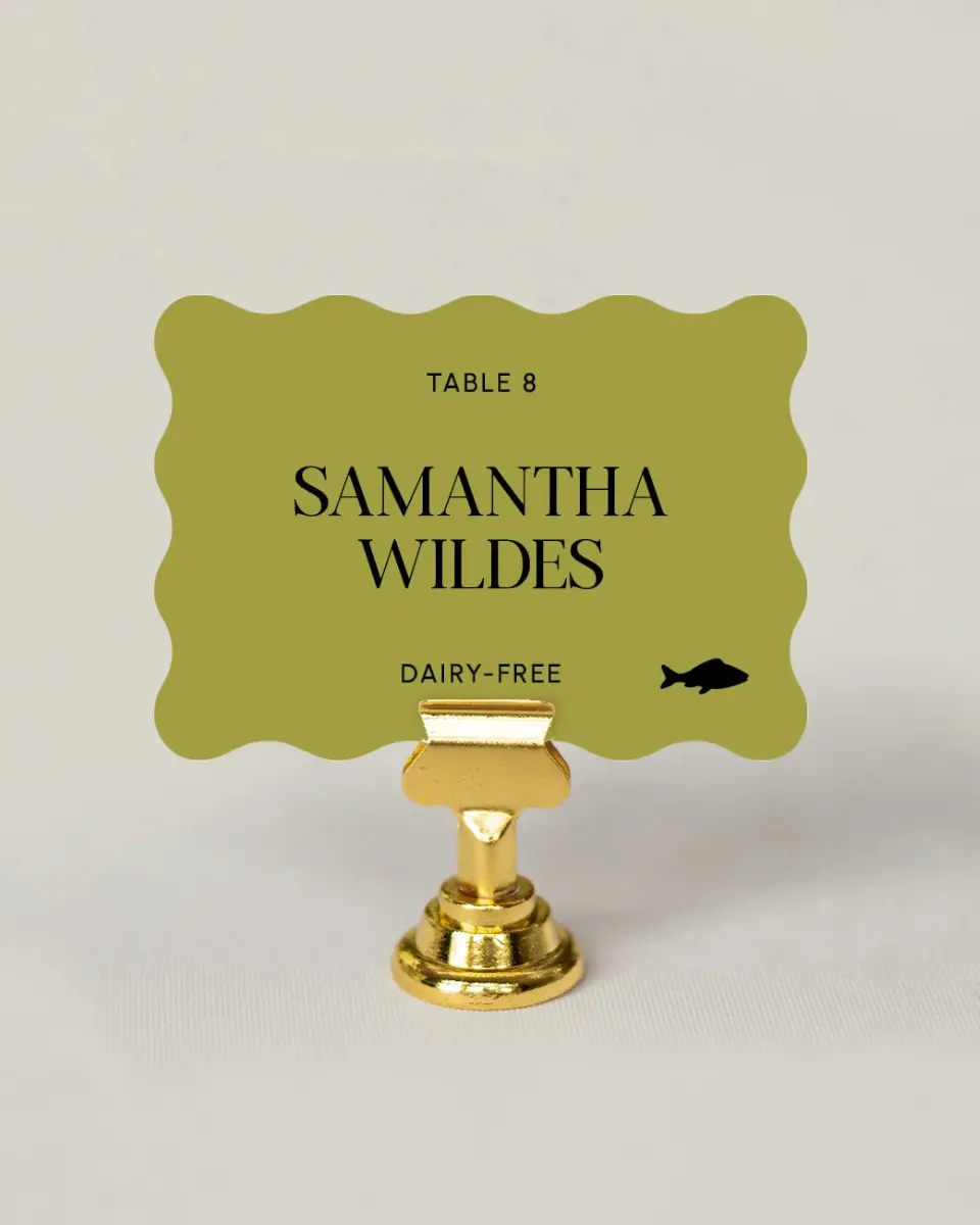 This is a 2.5" x 3.5" Wedding Place Card called The Mallory printed in full color on Premium Smooth paper
